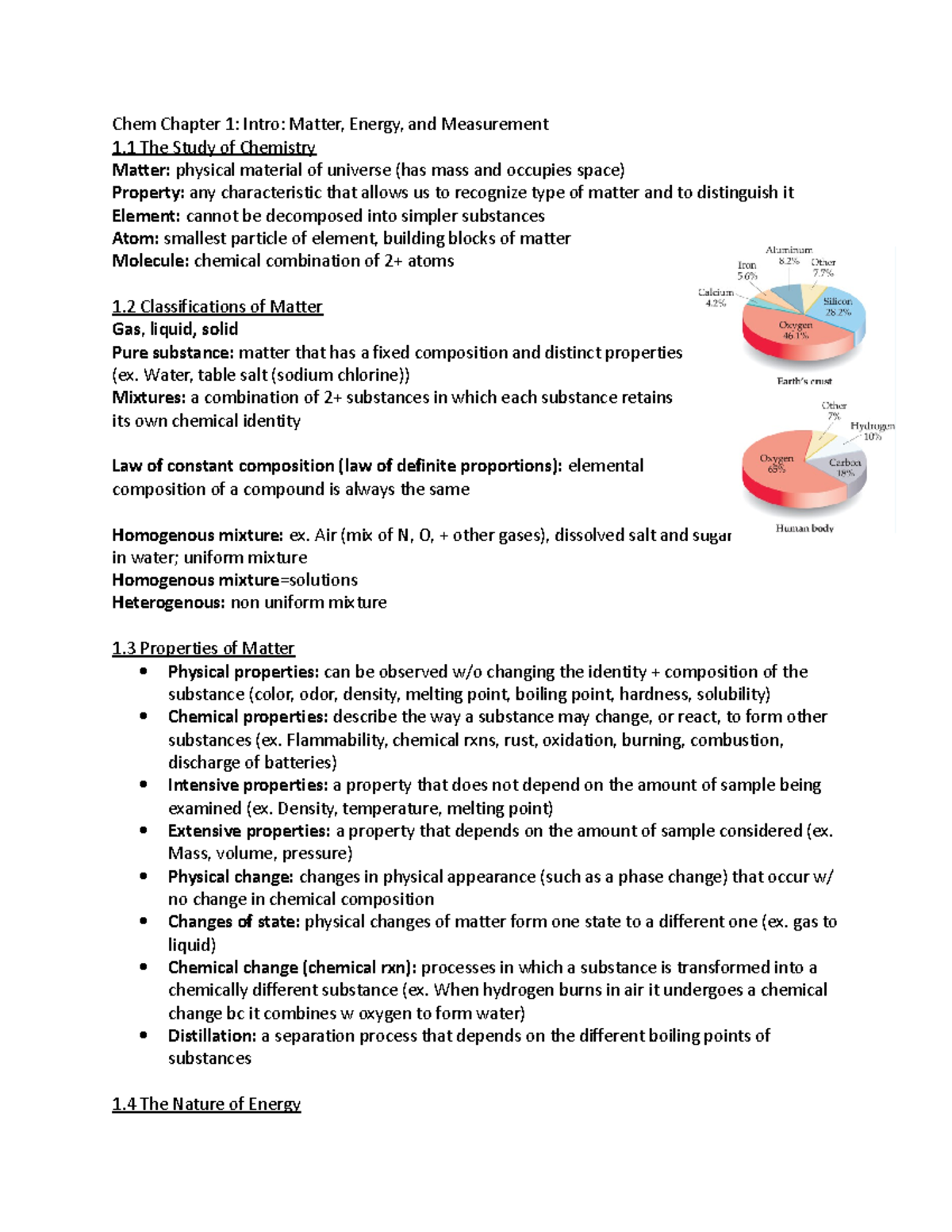 Chem Notes Unit 1 - Gen Chem Unit 1 - Chem Chapter 1: Intro: Matter ...