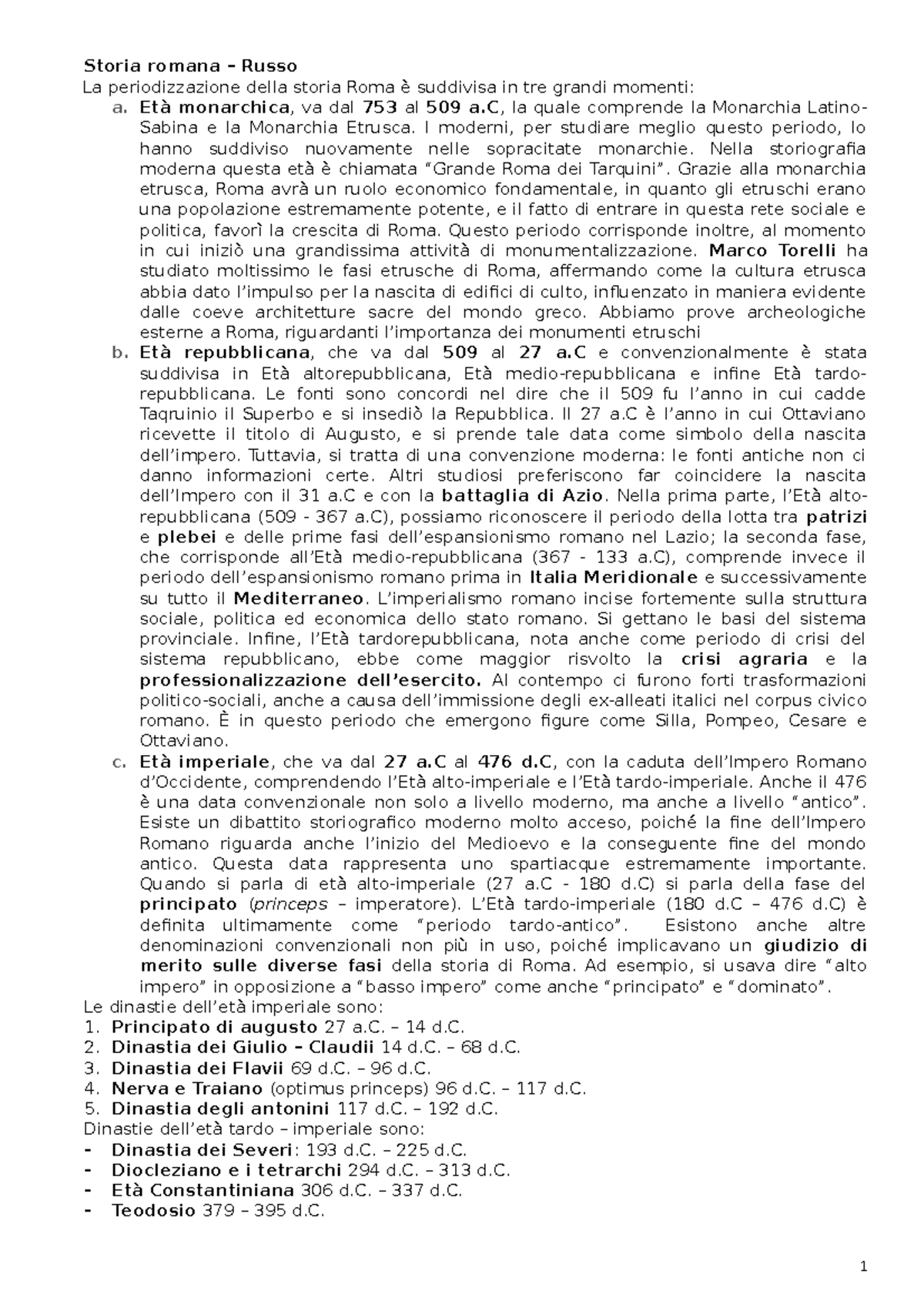 Storia Romana Appunti Storia Romana Russo La Periodizzazione Della