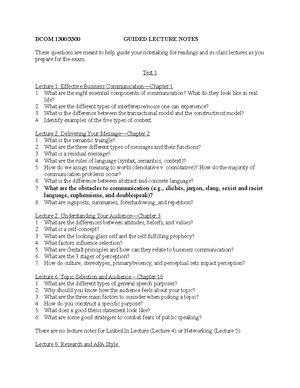 Bcomm Notes - Effective Business Communication (q’s for exam 1) What r ...