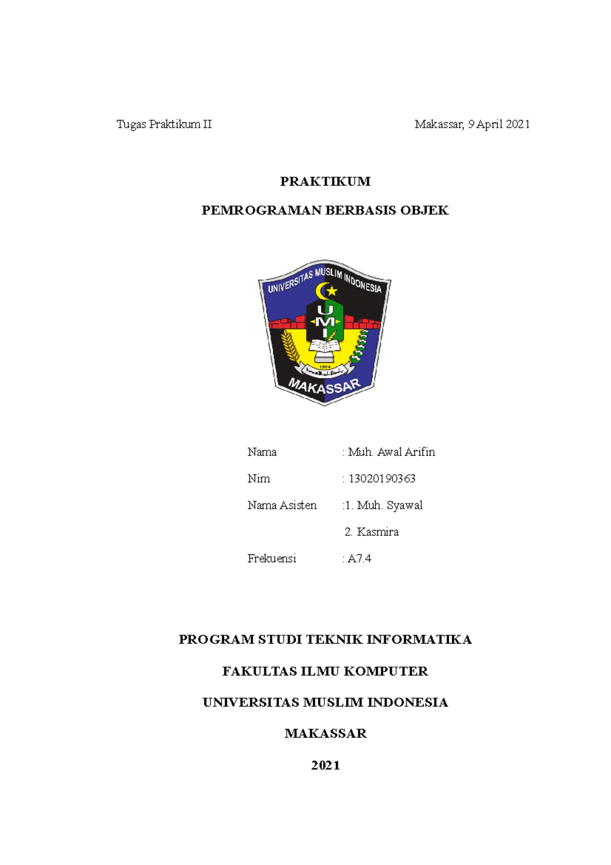 Evaluasi Praktikum 2 Sidik Pemrograman Berorientasi Objek - Tugas ...