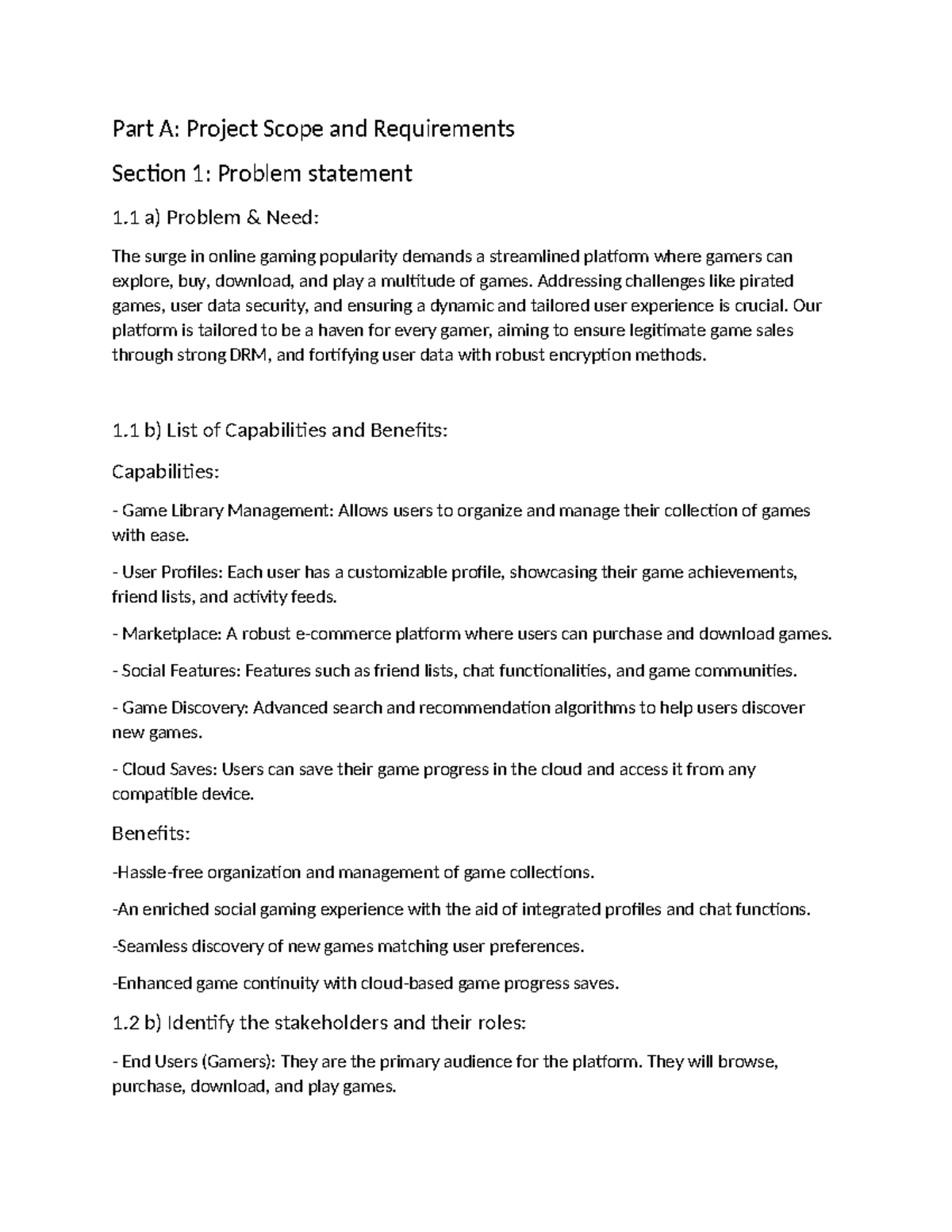 SRS - Part A: Project Scope and Requirements Section 1: Problem ...