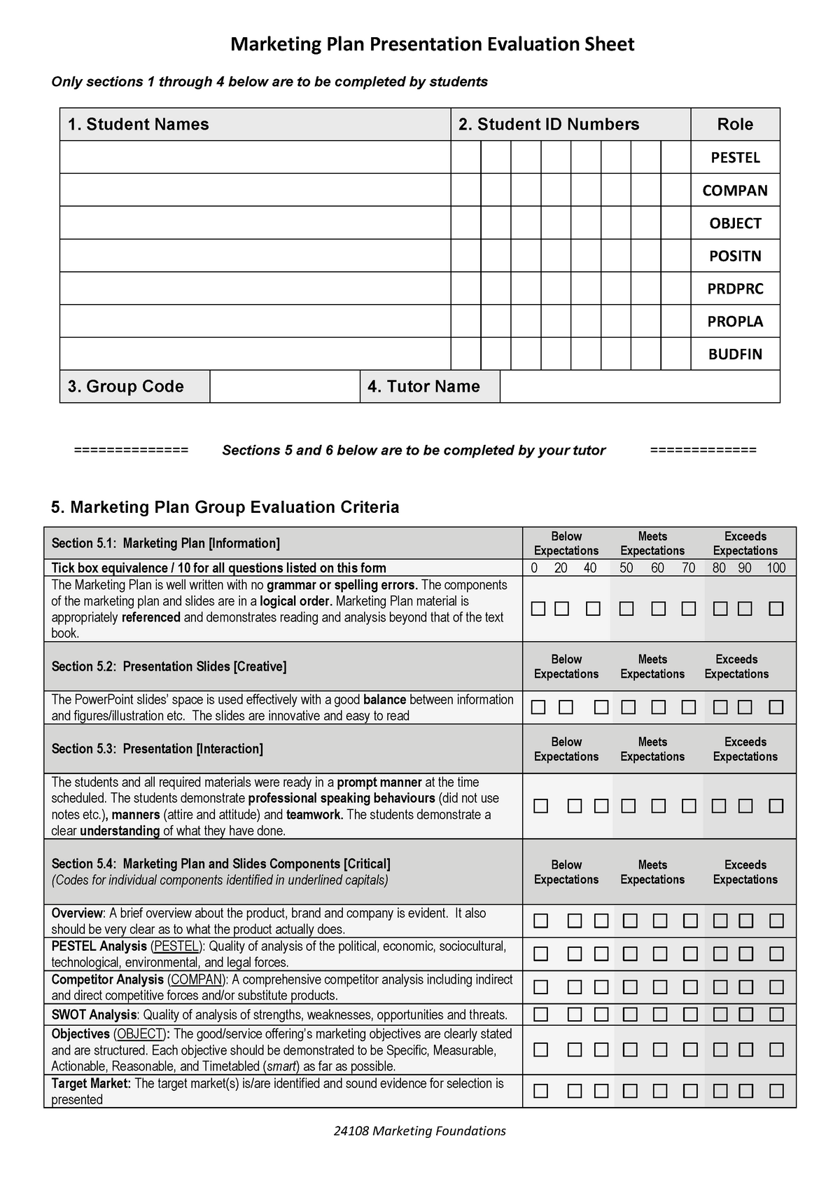 MF Marketing Plan Presentation Evaluation (Sheet fillable)(2)-1 ...