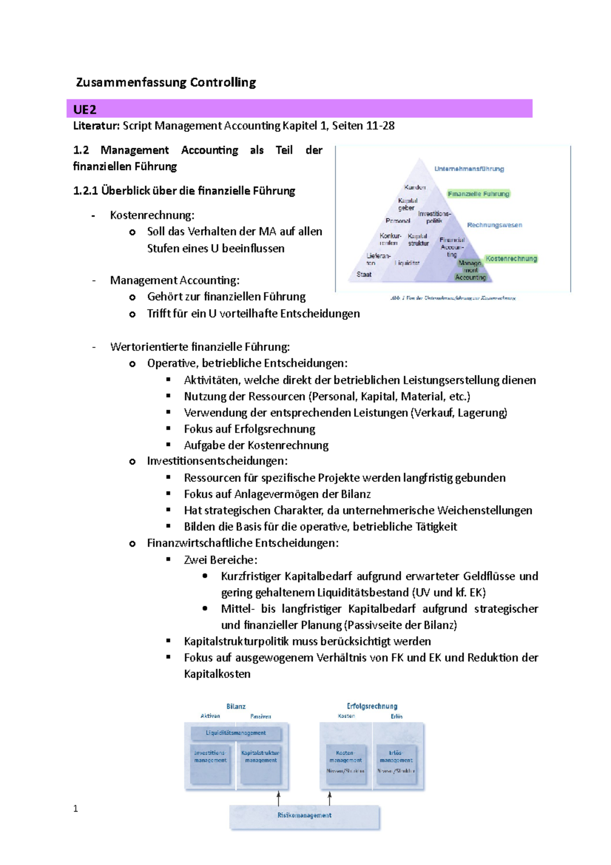 Controlling Zusammenfassung - Zusammenfassung Controlling UE Literatur ...