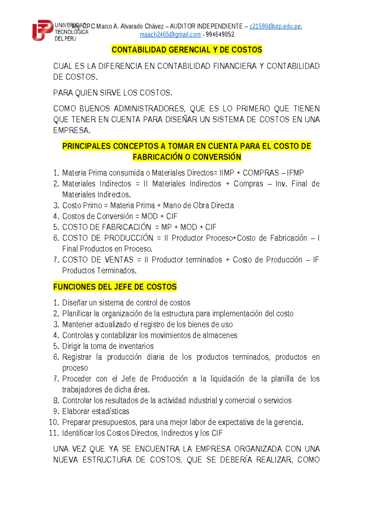 Contabilidad Gerencial Y DE Costos casos - maach2465@gmail - 994649852 ...