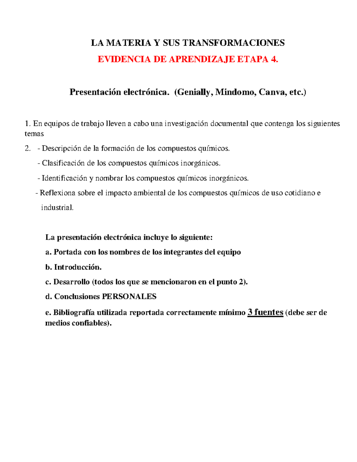 Evidencia DE Aprendizaje Etapa 4 LMYT - LA MATERIA Y SUS ...