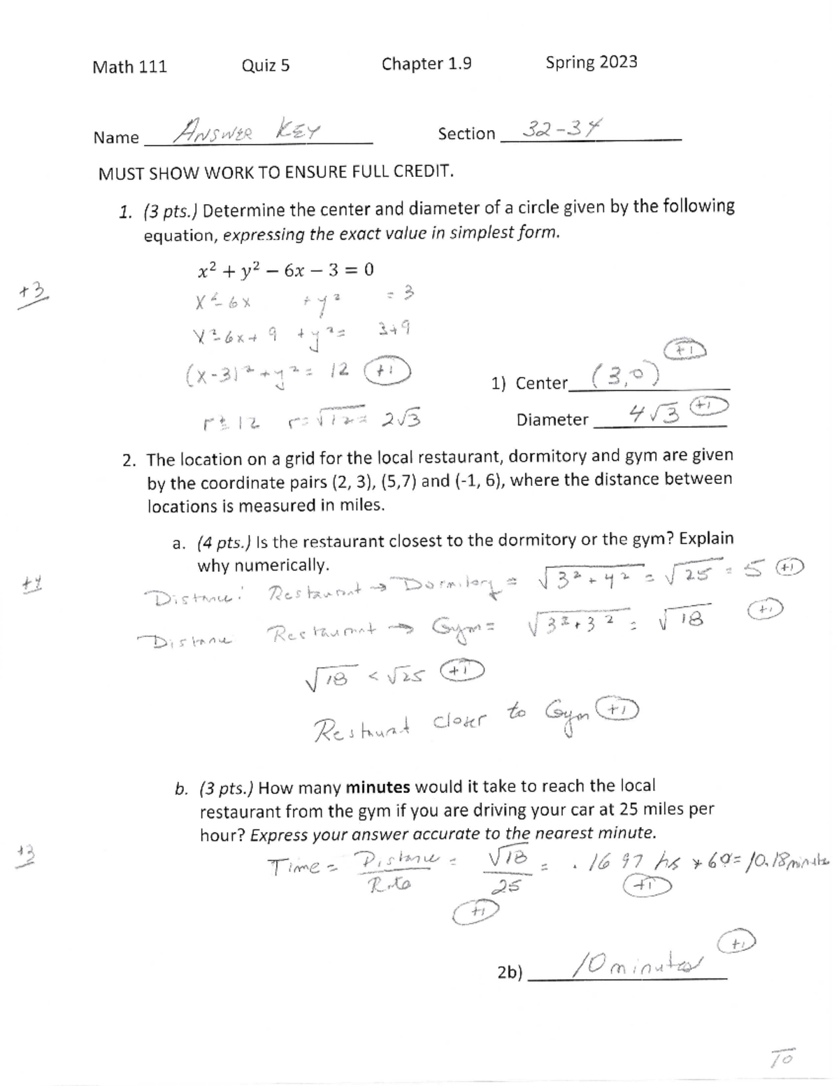 Math 111 Quiz 5 Answer Key Spring 2023 - 01.640.111 - Studocu