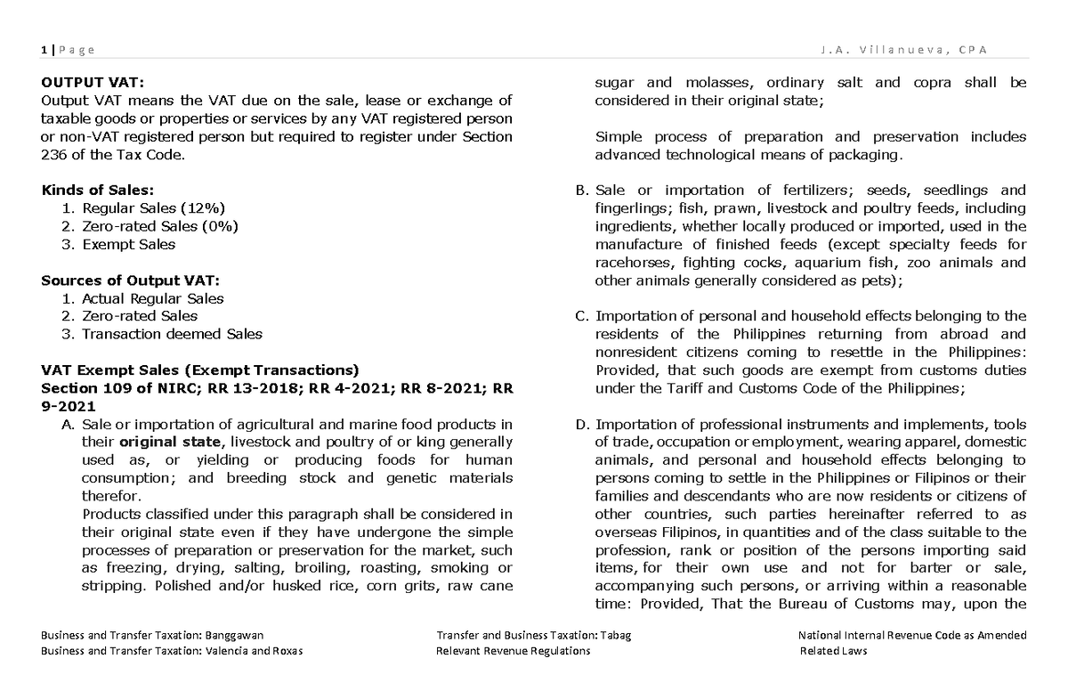2. Output VAT - for example we can make judgement by seeing someone ...