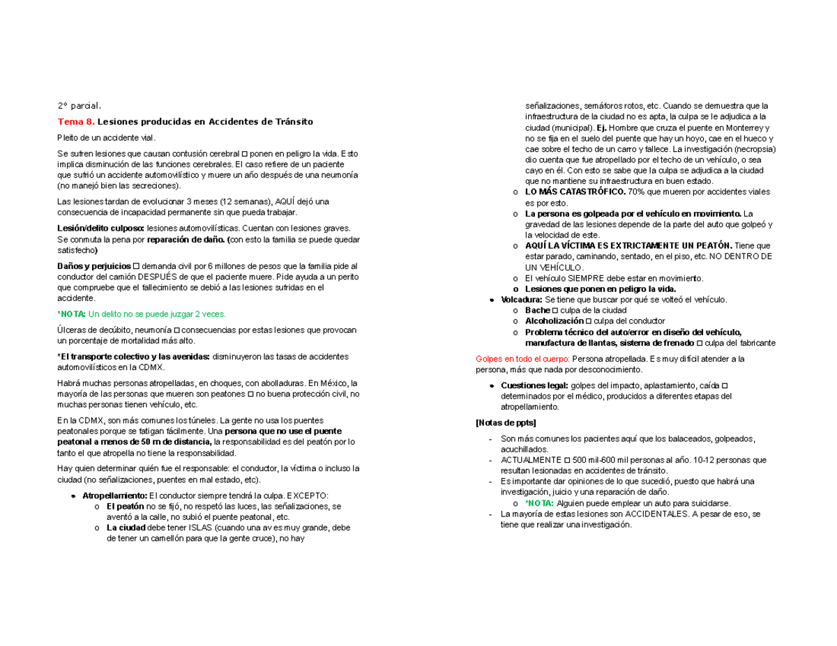 Legal - Apuntes (2° Parcial) - 2° Parcial. Tema 8. Lesiones Producidas ...