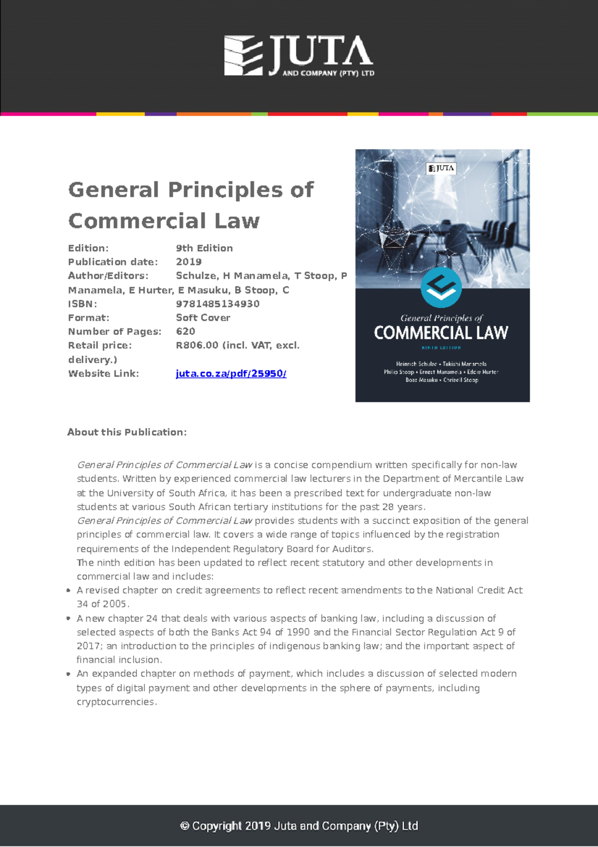 General Principles Of Commercial Law 9th Edition 2019 Pdf Free