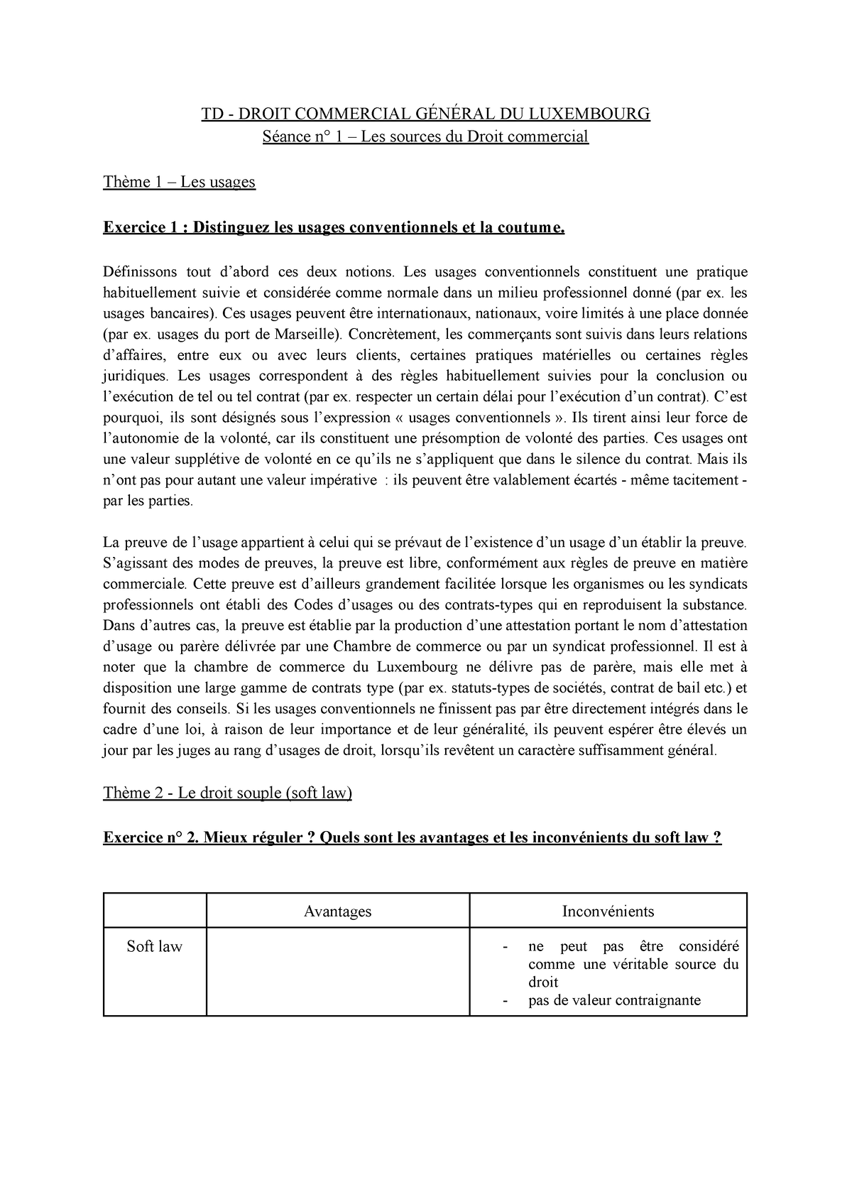 exemple de dissertation en droit commercial