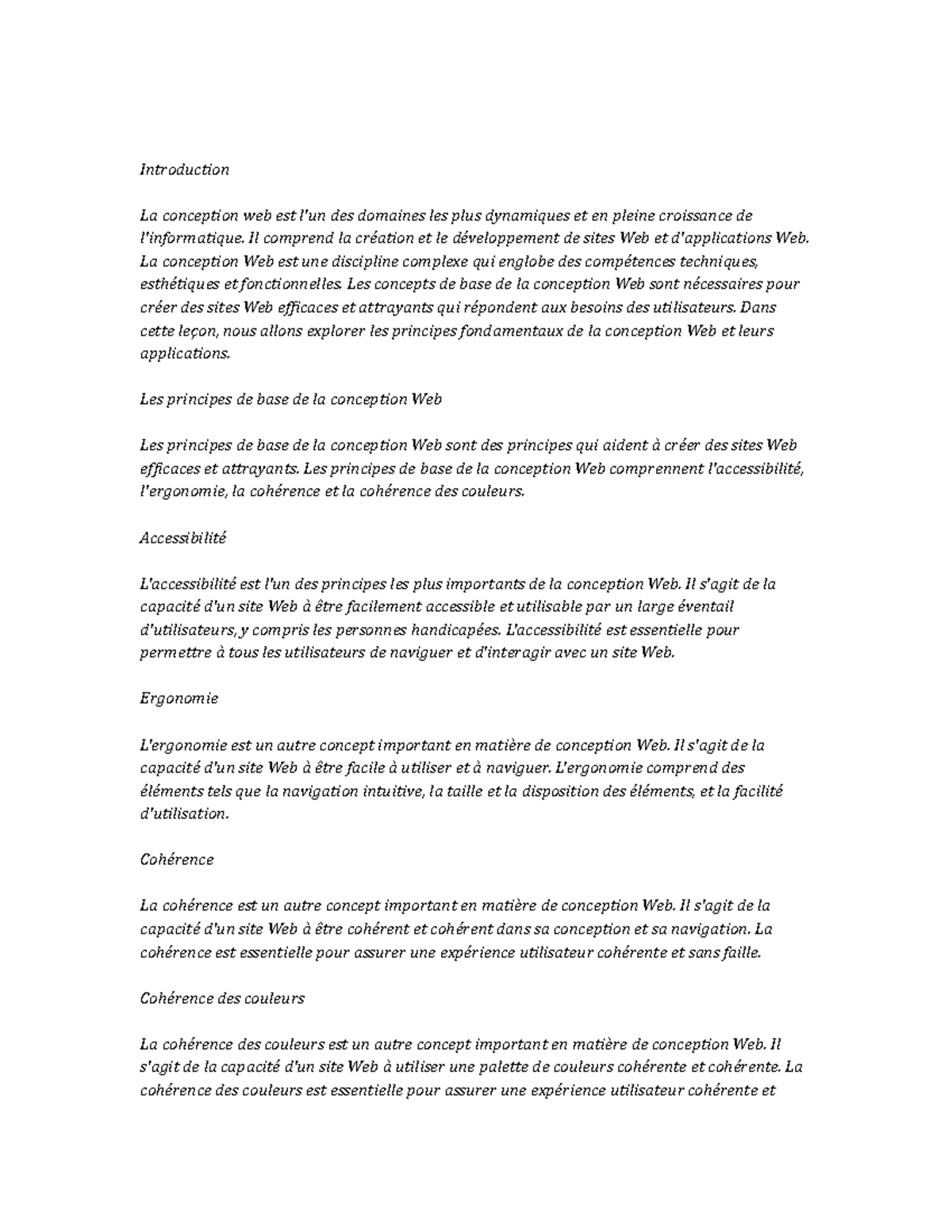 Web Design Study Notes - Introduction La conception web est l'un des ...