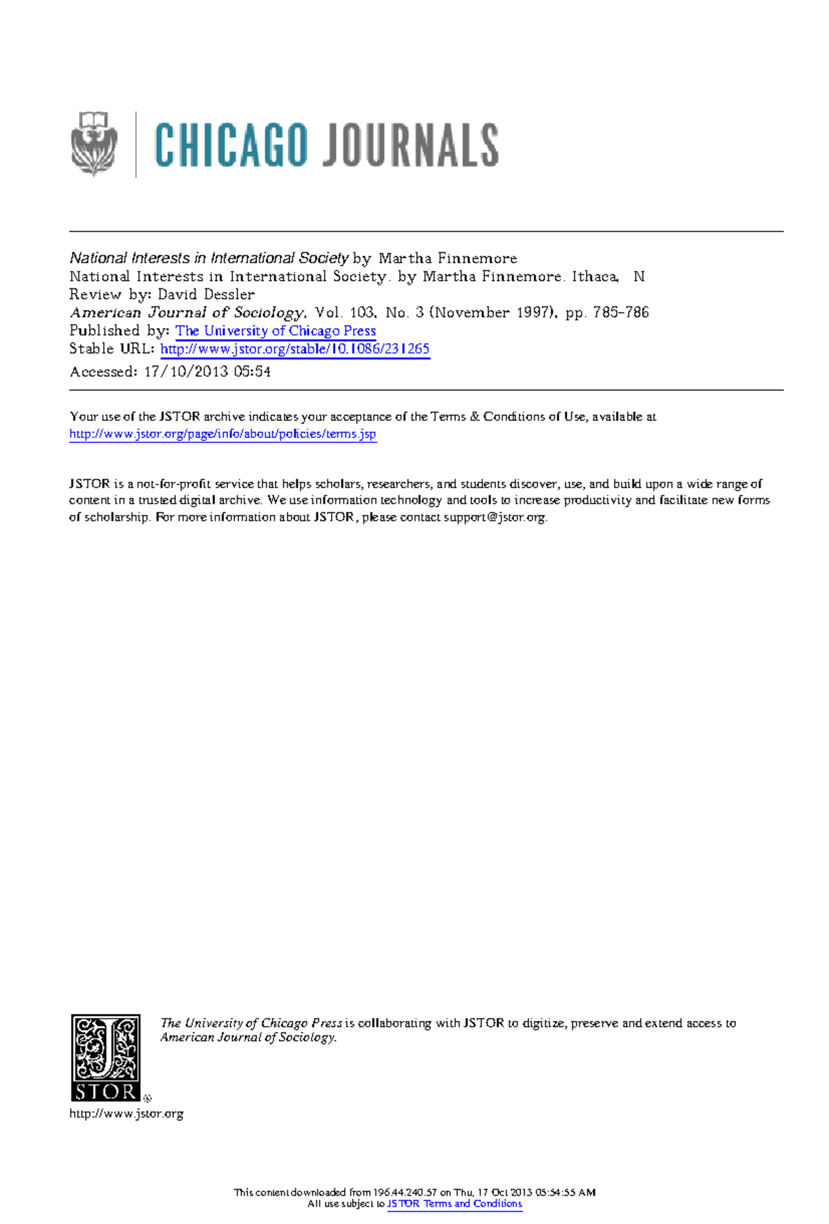 Finnemore National-Interest-in-international-society-review - National Interests in ...