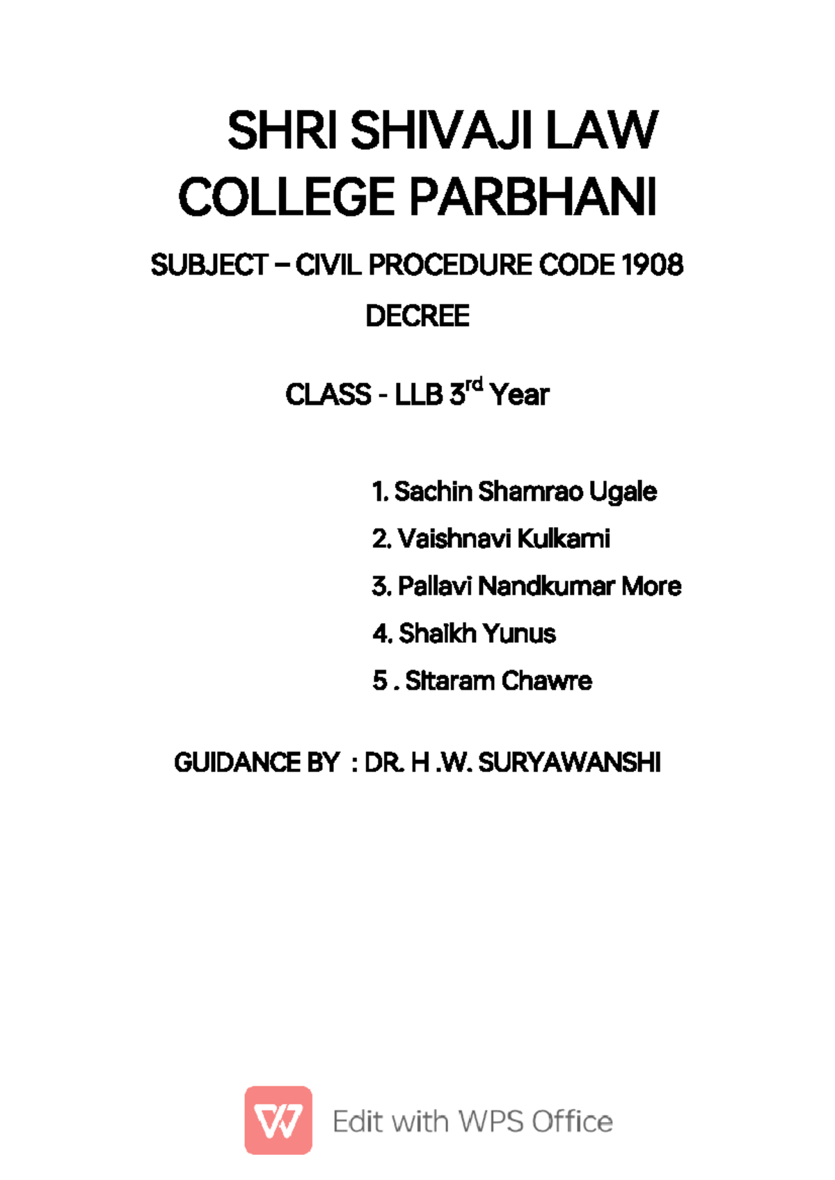 Decree - SHRI SHIVAJI LAW COLLEGE PARBHANI SUBJECT – CIVIL PROCEDURE ...