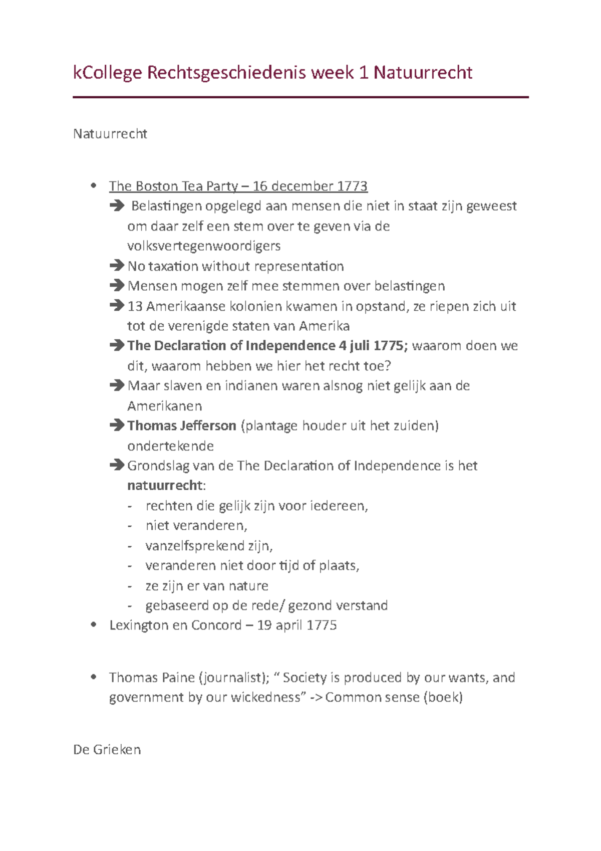 College Rechtsgeschiedenis Week 1 Natuurrecht - KCollege ...