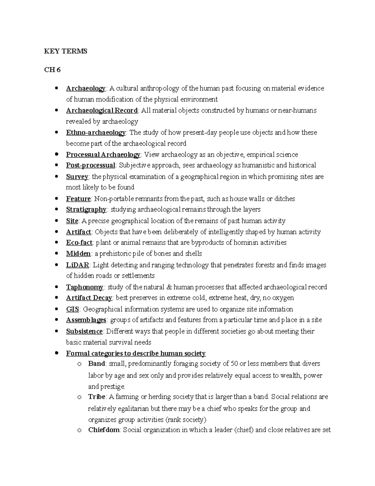 Key Terms for Exam 2 - Lecture notes for exam 2 - KEY TERMS CH 6 ...
