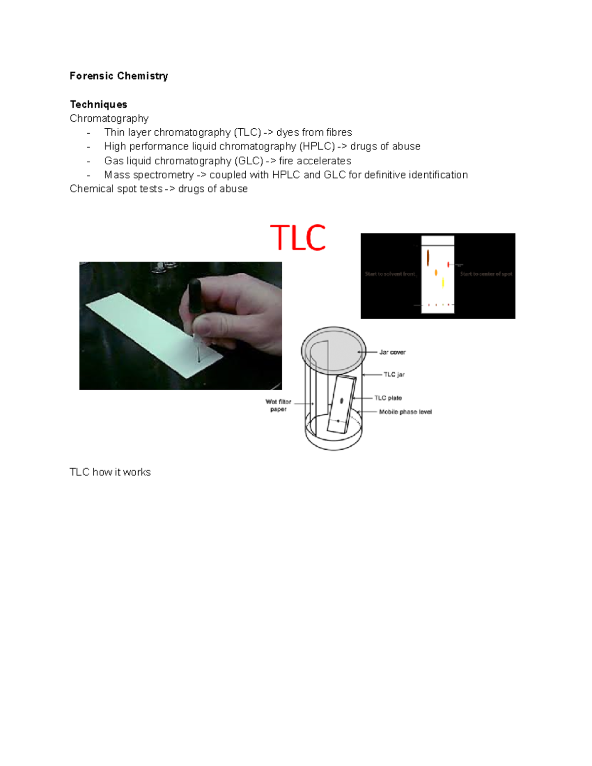 CRJU211 History of Forensic Chemistry Forensic Chemistry Techniques
