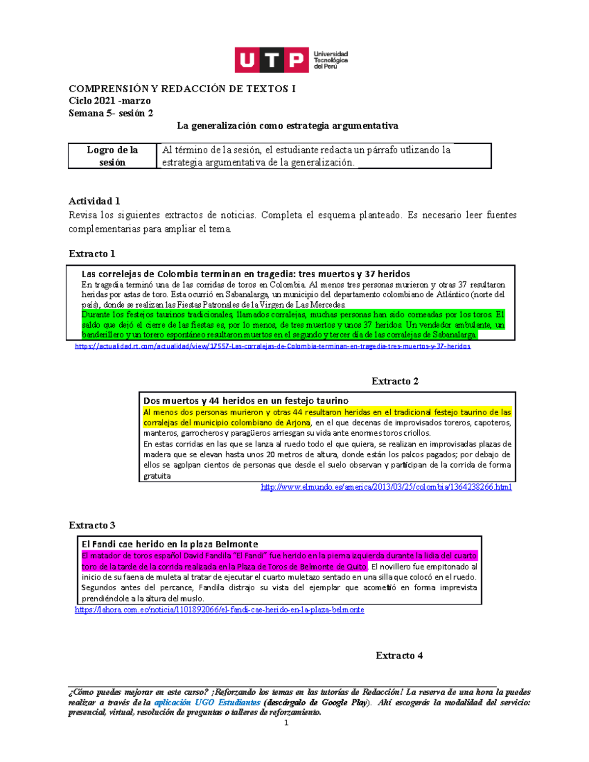 S05s2 La Generalización Como Estrategia Argumentativa Resuelto ComprensiÓn Y RedacciÓn De 7216