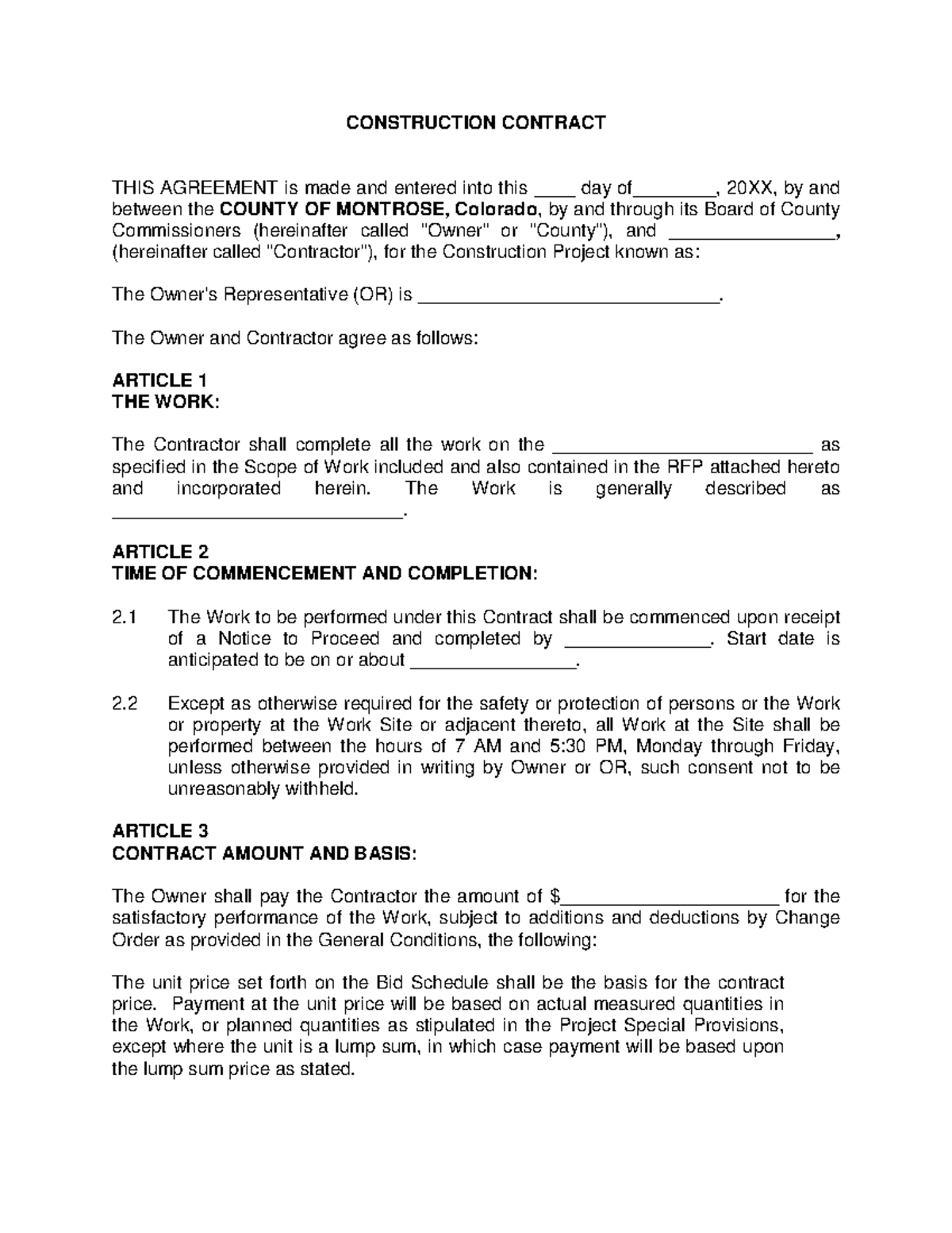 Sample-Construction-Contract - CONSTRUCTION CONTRACT THIS AGREEMENT is ...