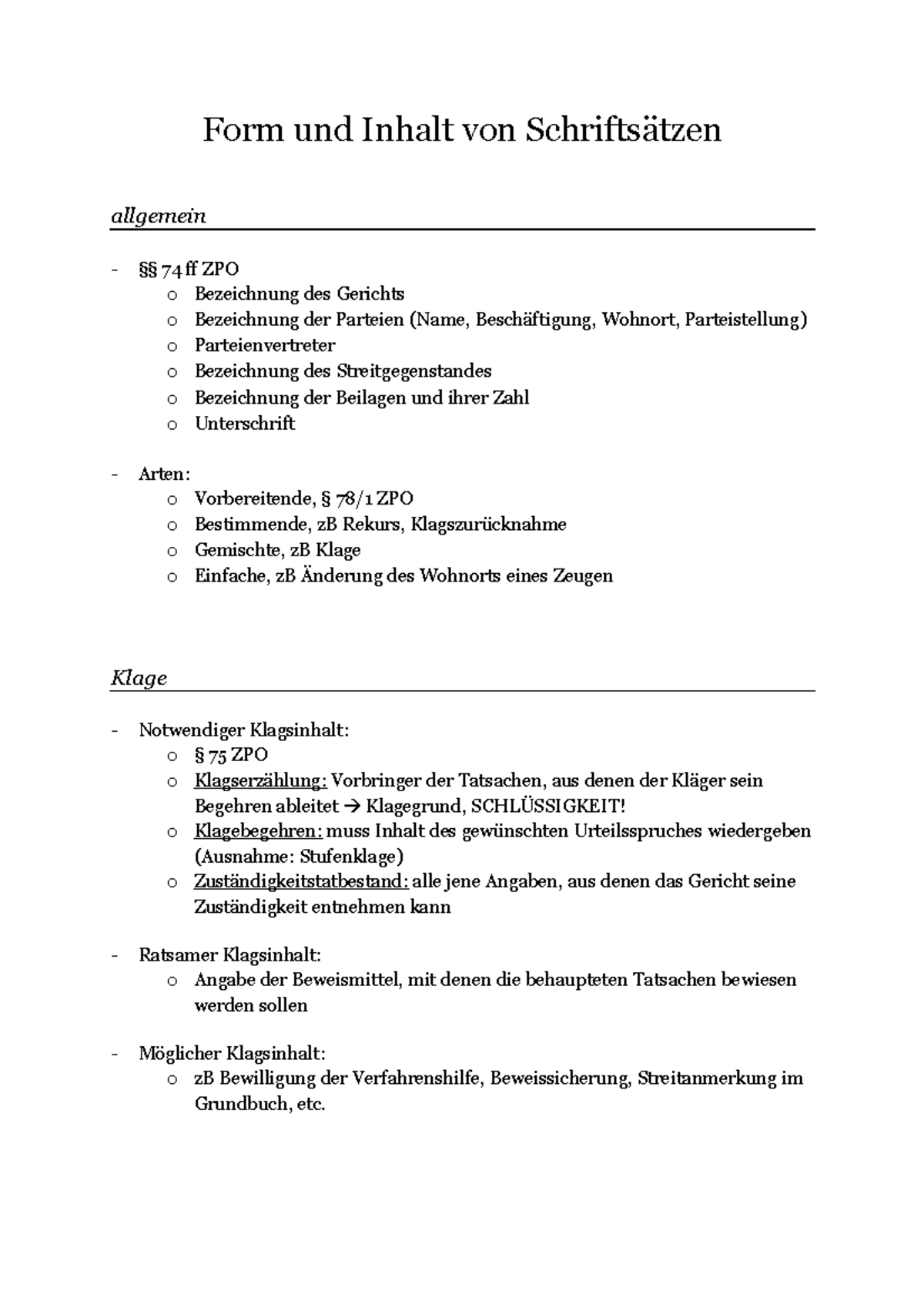 Form und Inhalt von Schriftsätzen - Form und Inhalt von Schriftsätzen ...