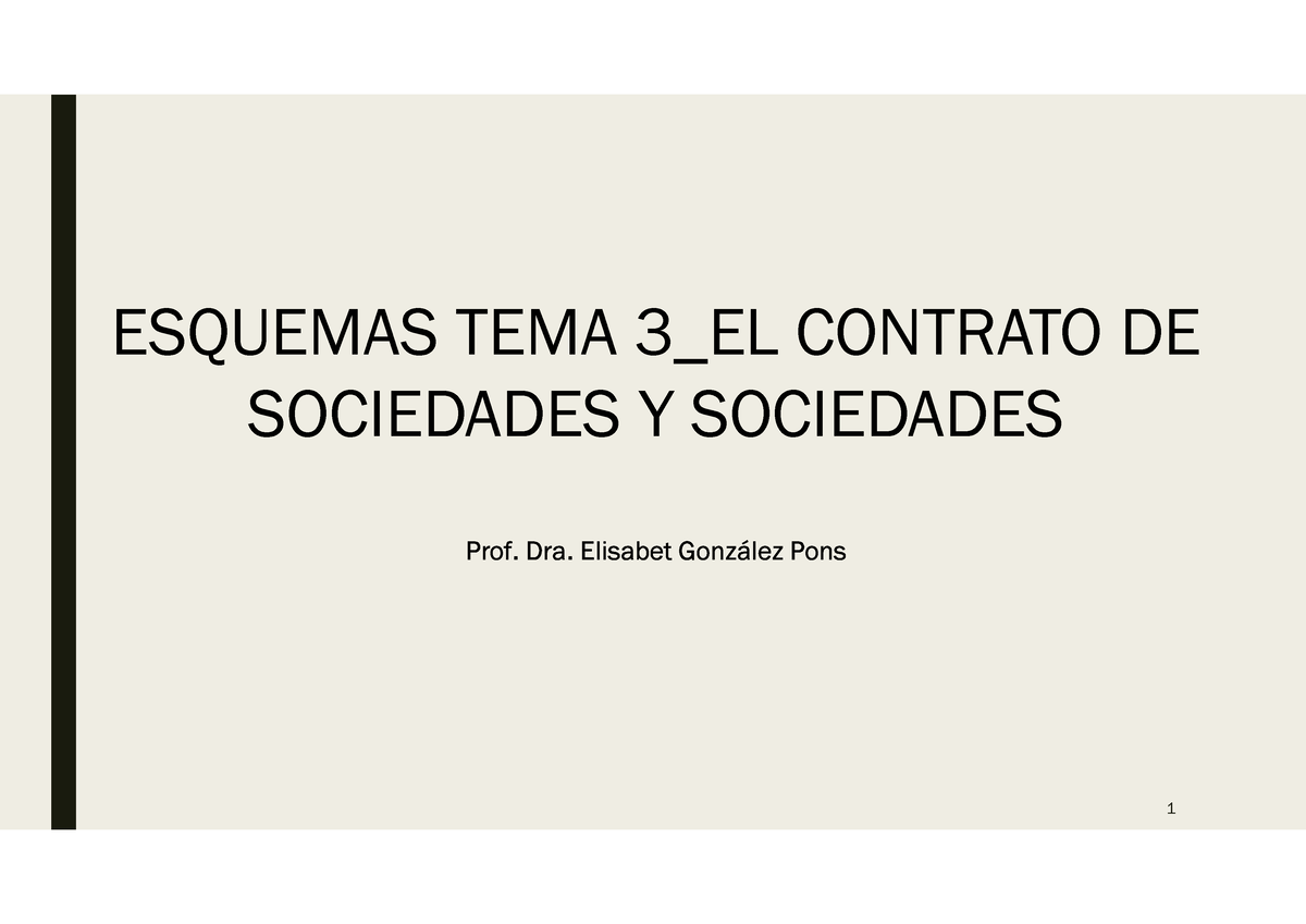 Esquemas Tema 3 El Contrato De Sociedades Y Sociedades Mercantiles Prof