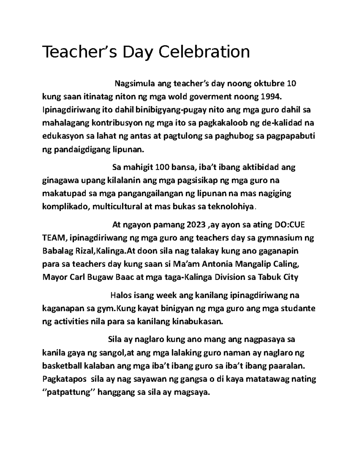 essay for teachers month tagalog