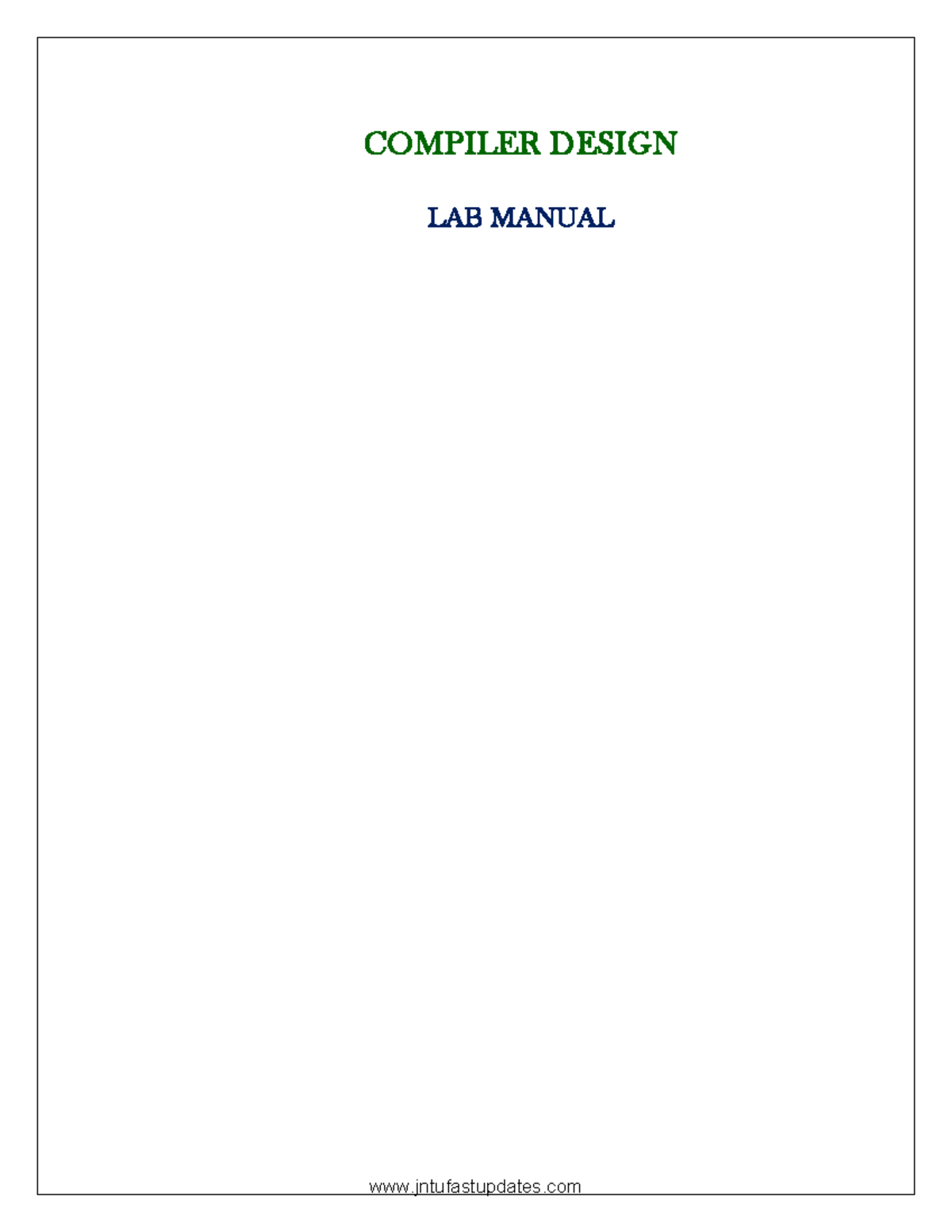 Compiler Design Lab Manual - COMPILER DESIGN LAB MANUAL COMPUTER ...