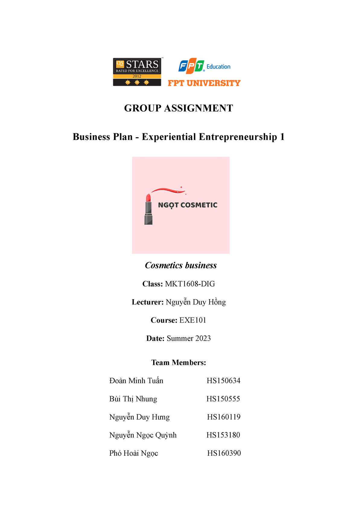 business plan group assignment