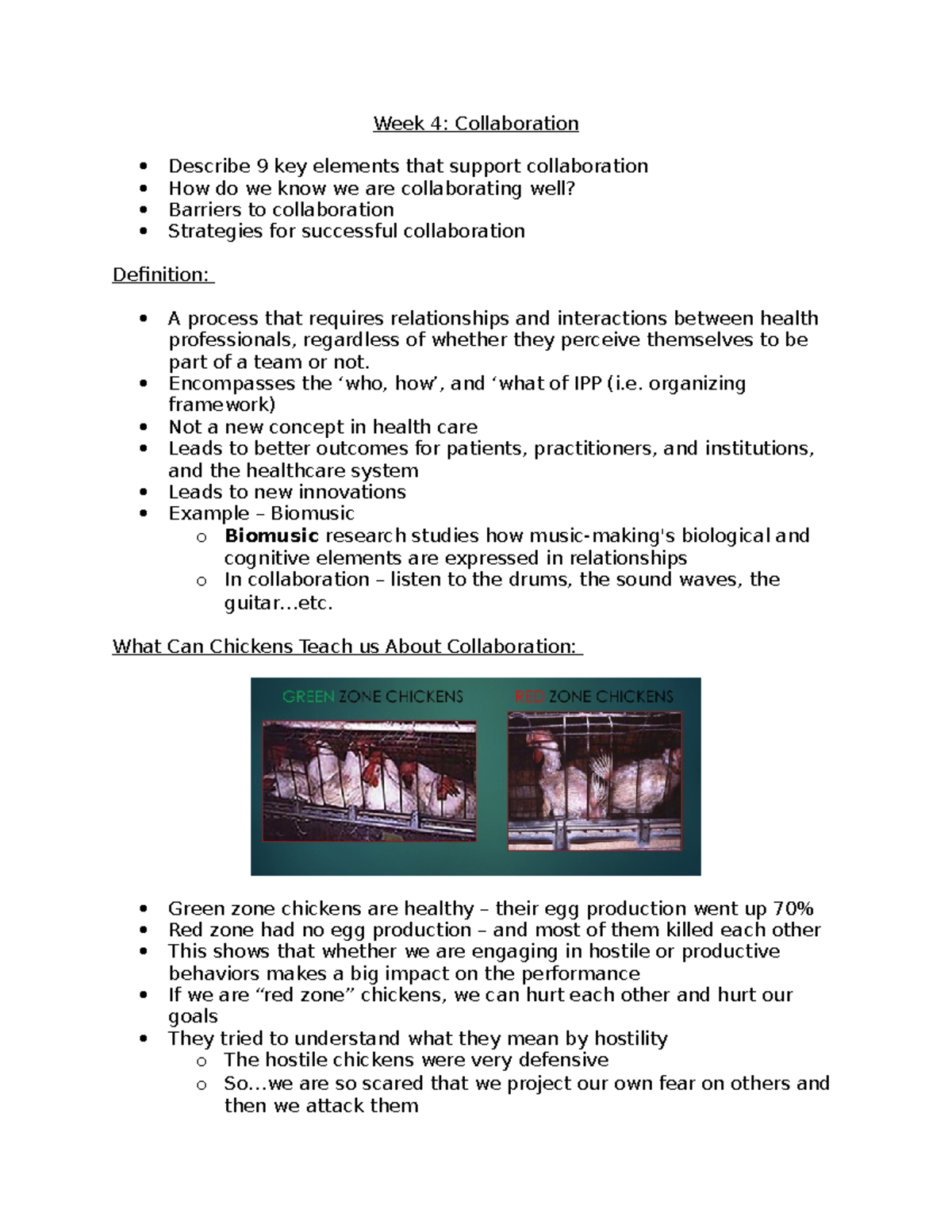 Week 4 notes - collaboration - Week 4: Collaboration Describe 9 key ...