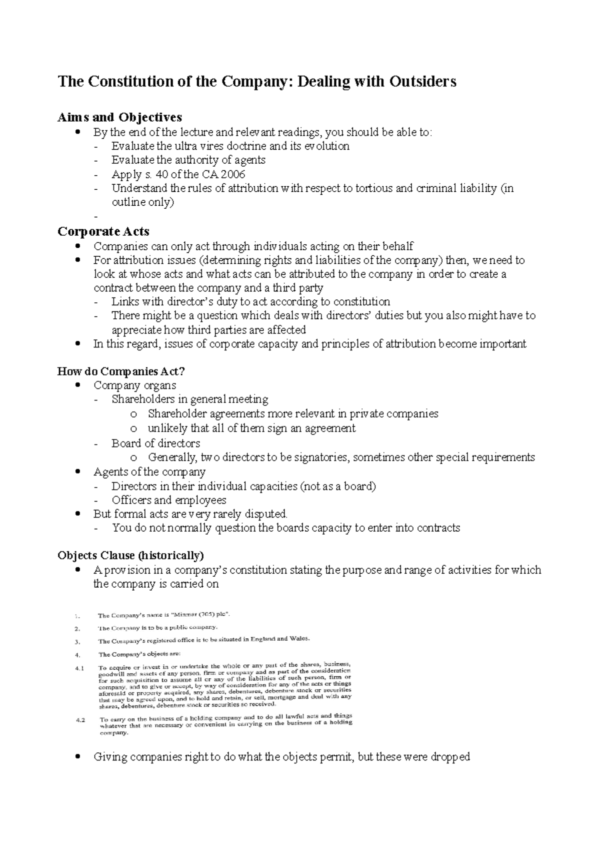 6. Corporate Constitution II - The Constitution of the Company: Dealing ...