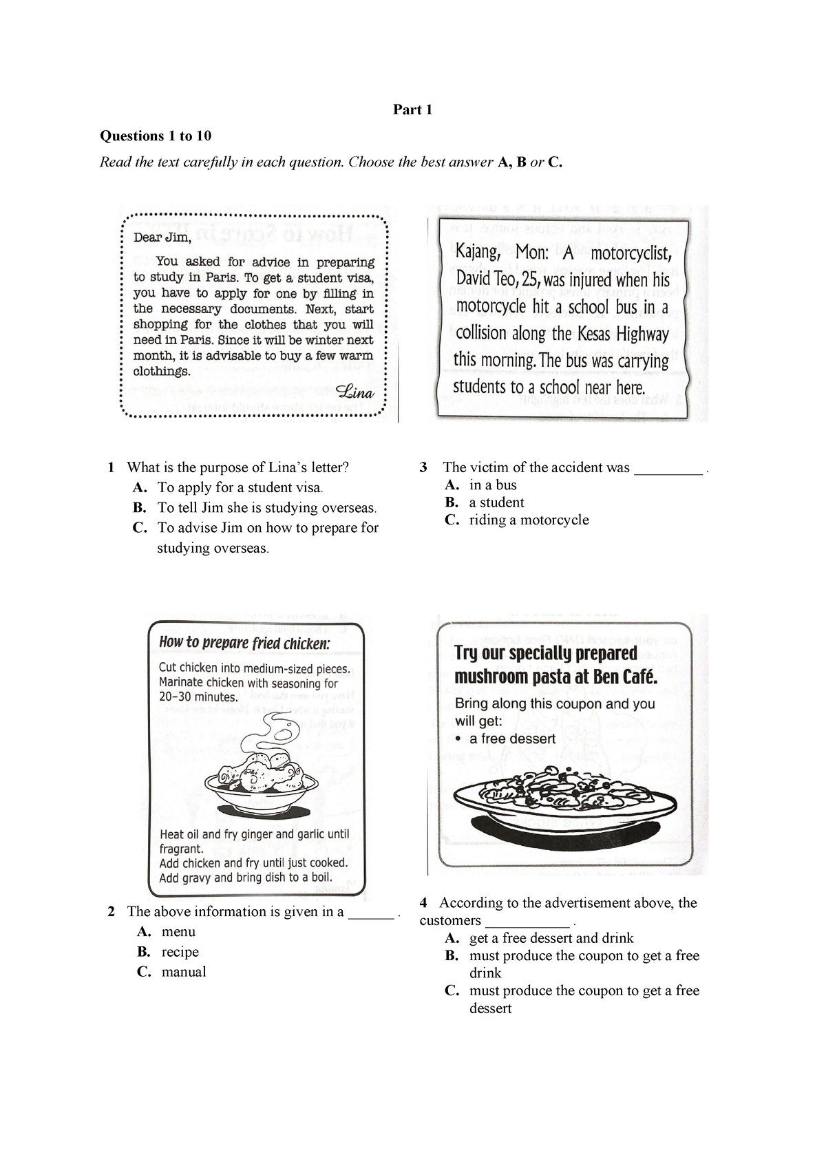 PT3 EXAM 1 - Trial PT3 2023 - Questions 1 To 10 Read The Text Carefully ...