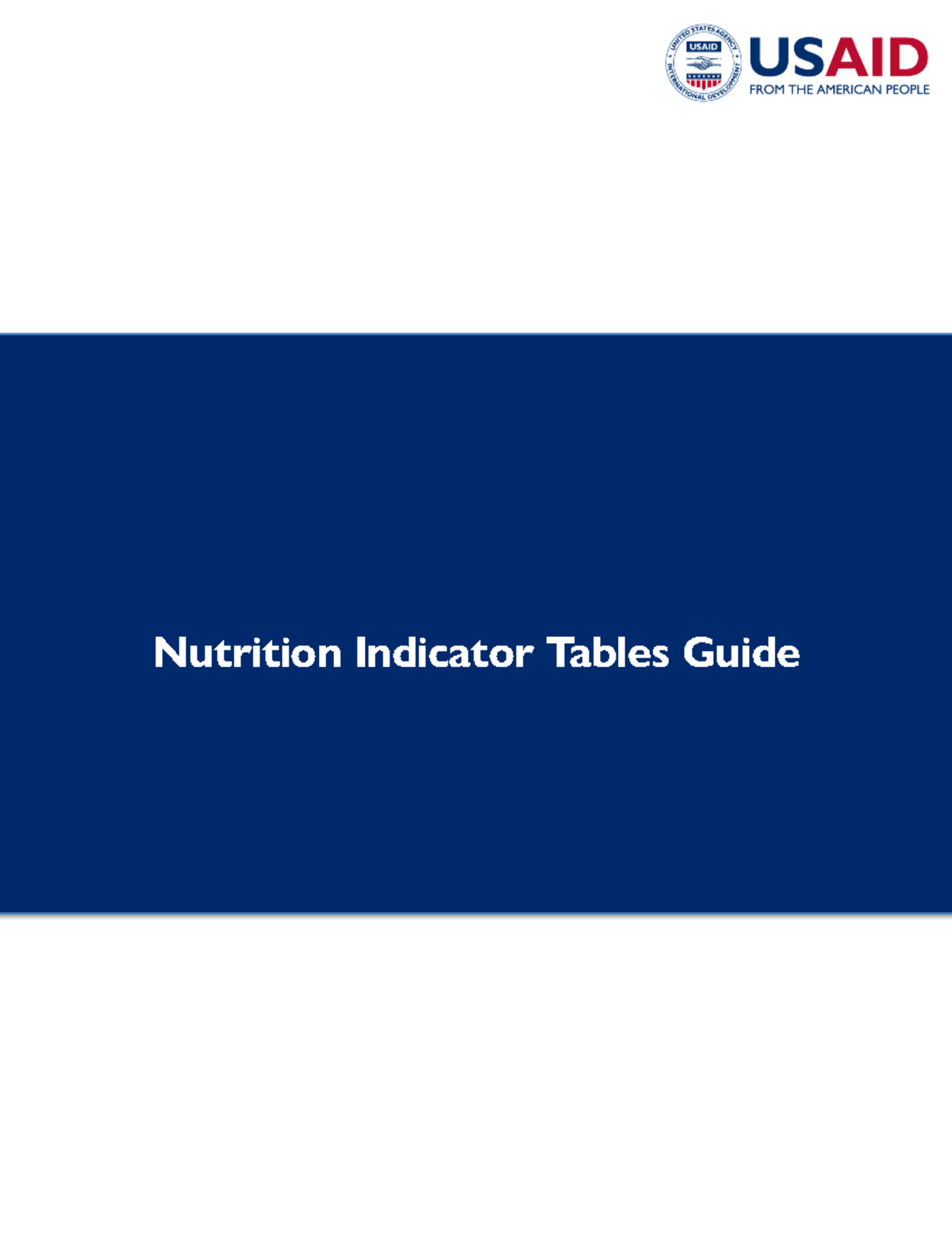 Nutrition indicator tables guide Nutrition Indicator Tables Guide