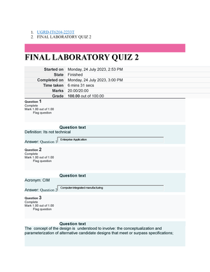 UGRD-IT6204 System Integration And Architecture 1 Final Laboratory Quiz ...