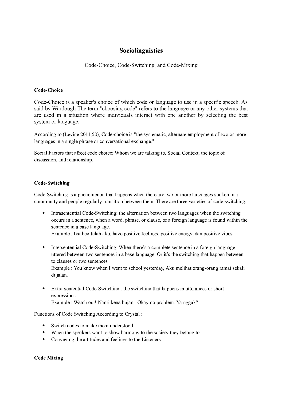 code switching term paper