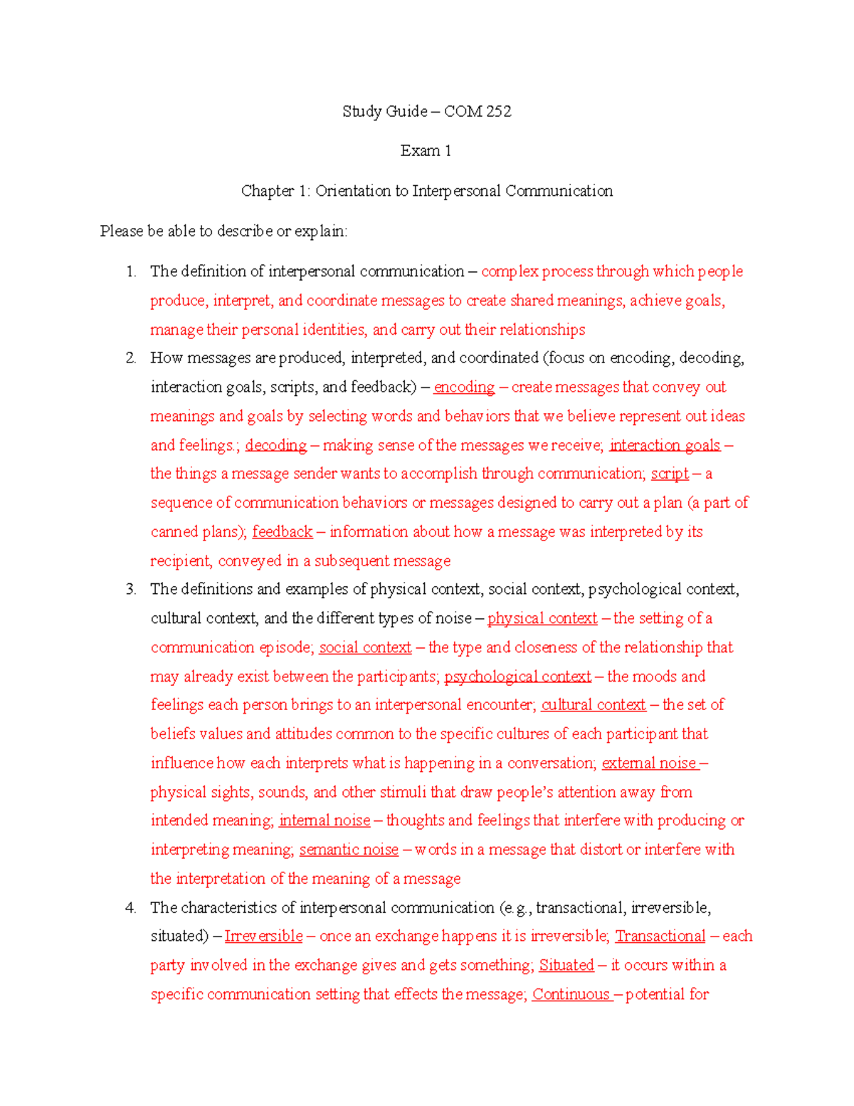 COM252 Exam1Study Guide Spring 2019 - Study Guide – COM 252 Exam 1 ...