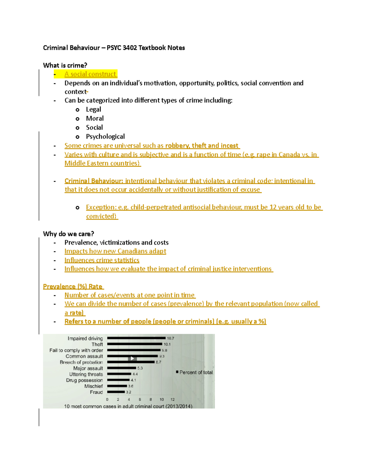 Criminal Behaviour- Textbook Notes - Criminal Behaviour – PSYC 3402 ...