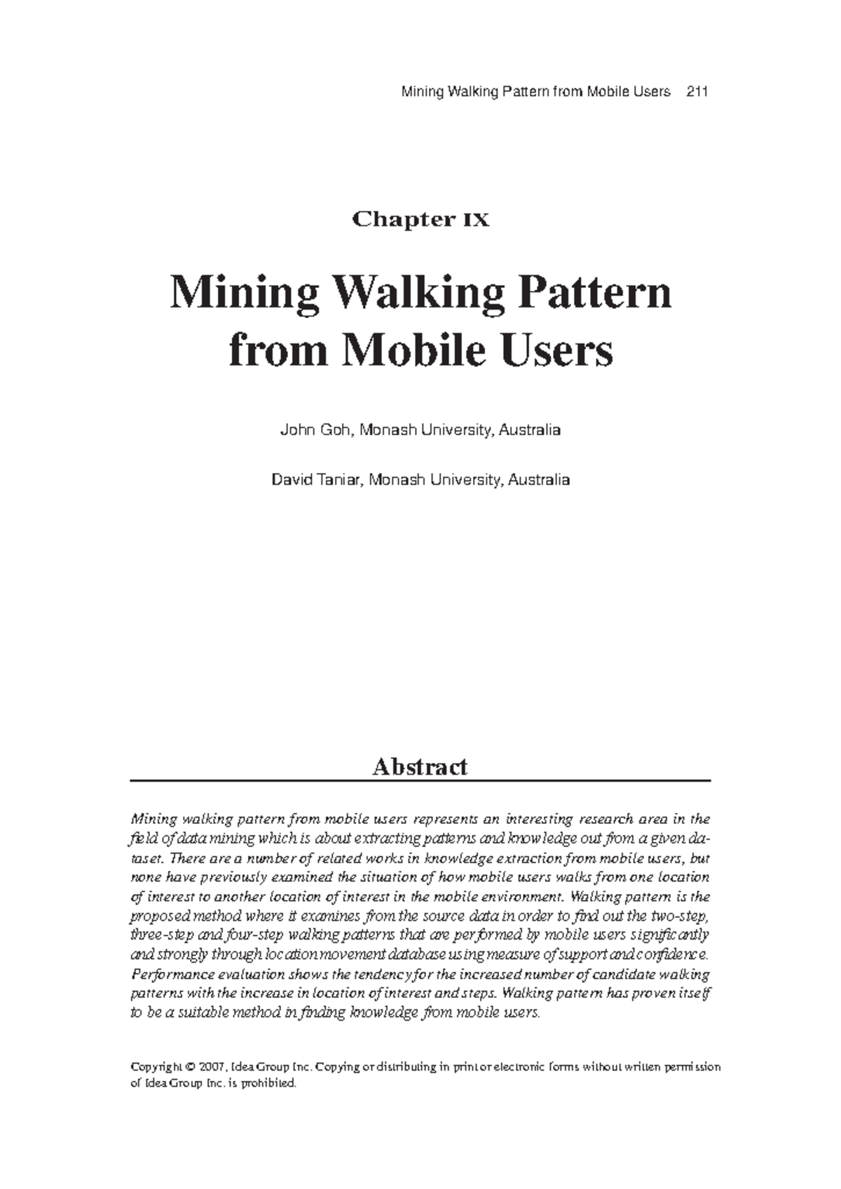 Chapter 09 - Mining Walking Pattern from Mobile Users - Mining Walking ...