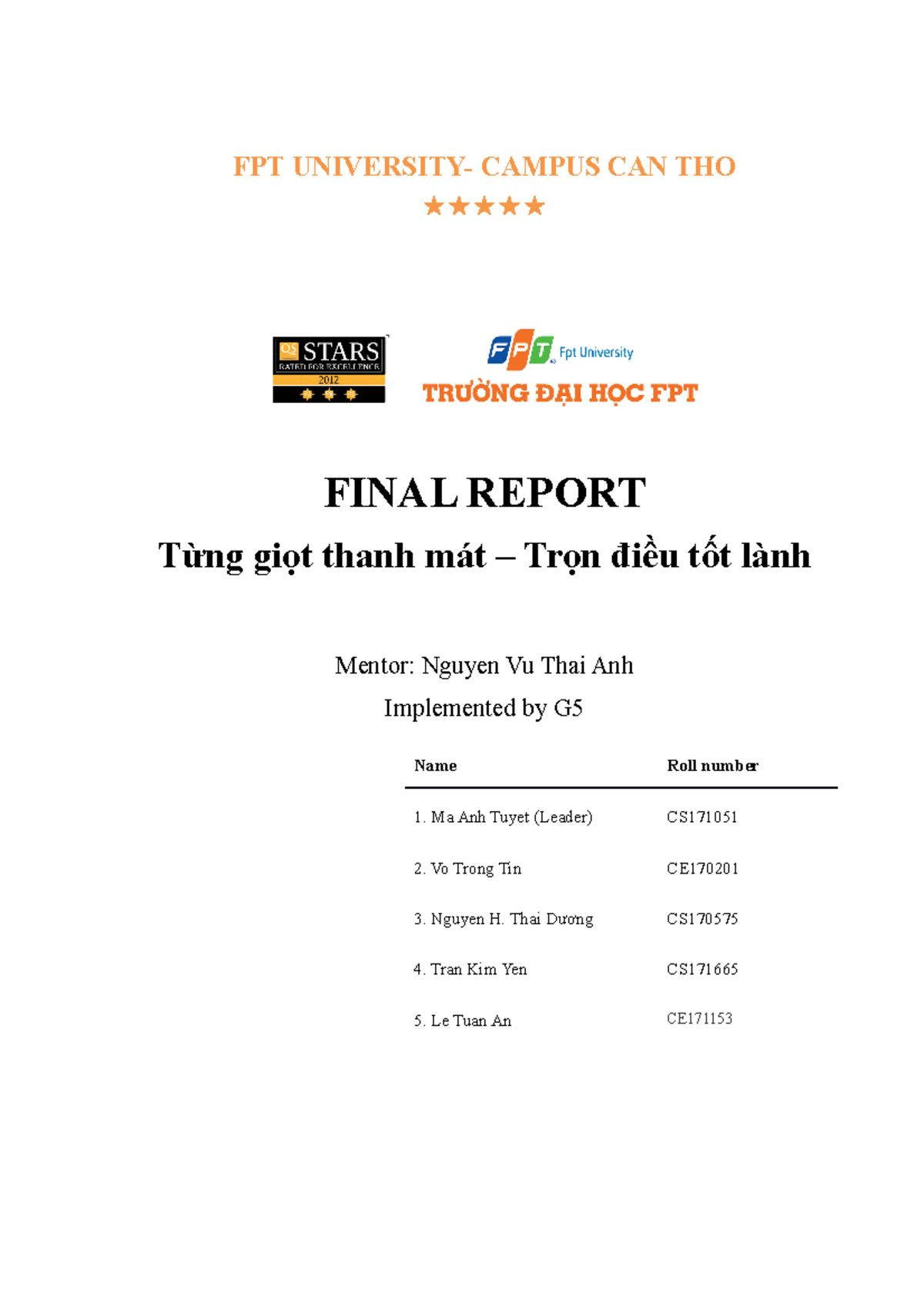 SP23.SSG104.Group Project.Group 5 - FPT UNIVERSITY- CAMPUS CAN THO ...