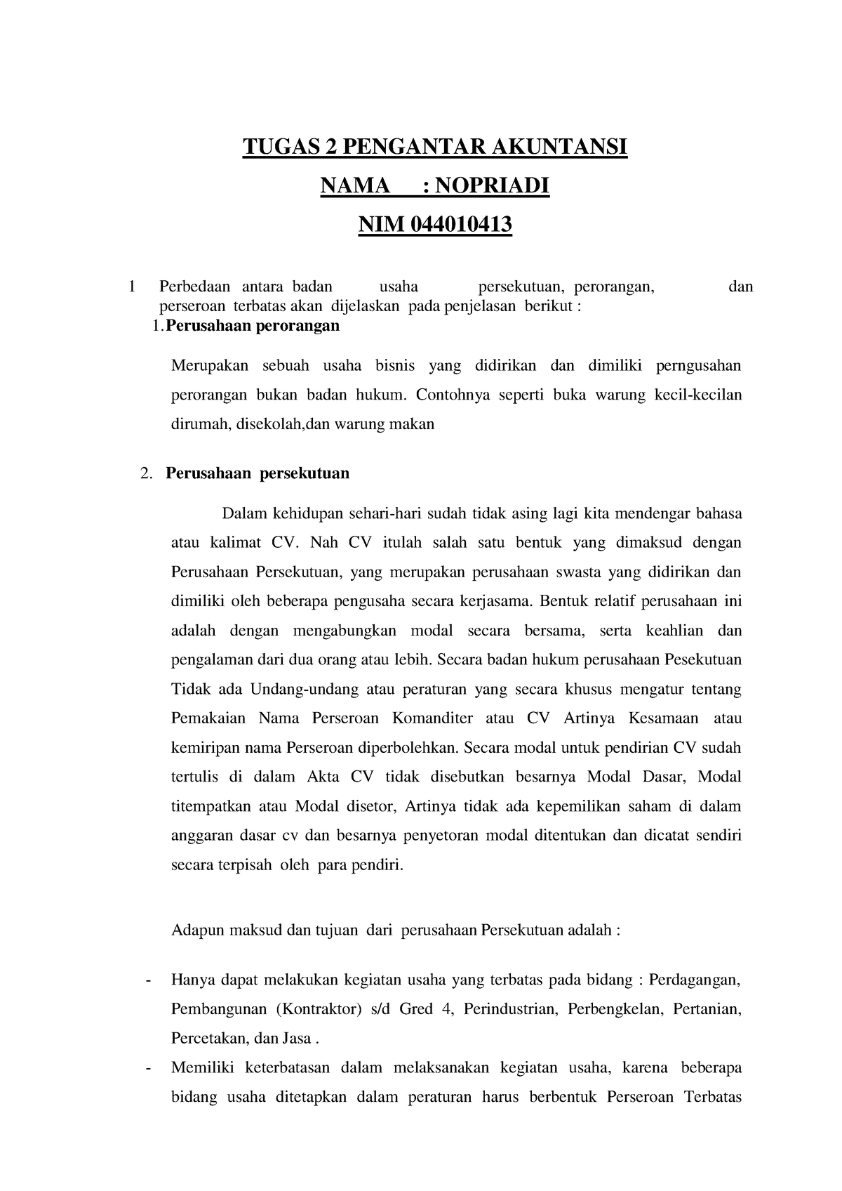 Tugas 2 Pengantar Akuntansi Nopriadi - TUGAS 2 PENGANTAR AKUNTANSI NAMA ...