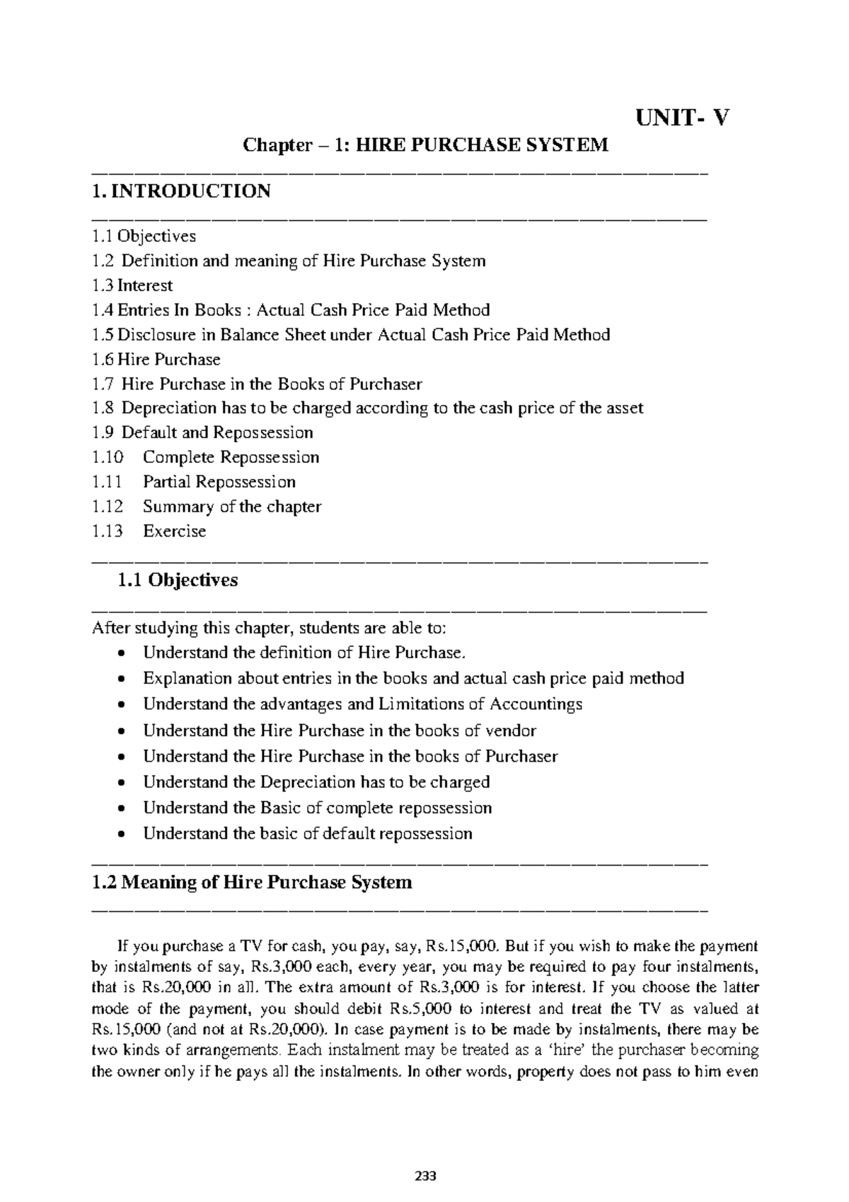 Hire Purchase System U5L1 - UNIT- V Chapter – 1: HIRE PURCHASE SYSTEM ...