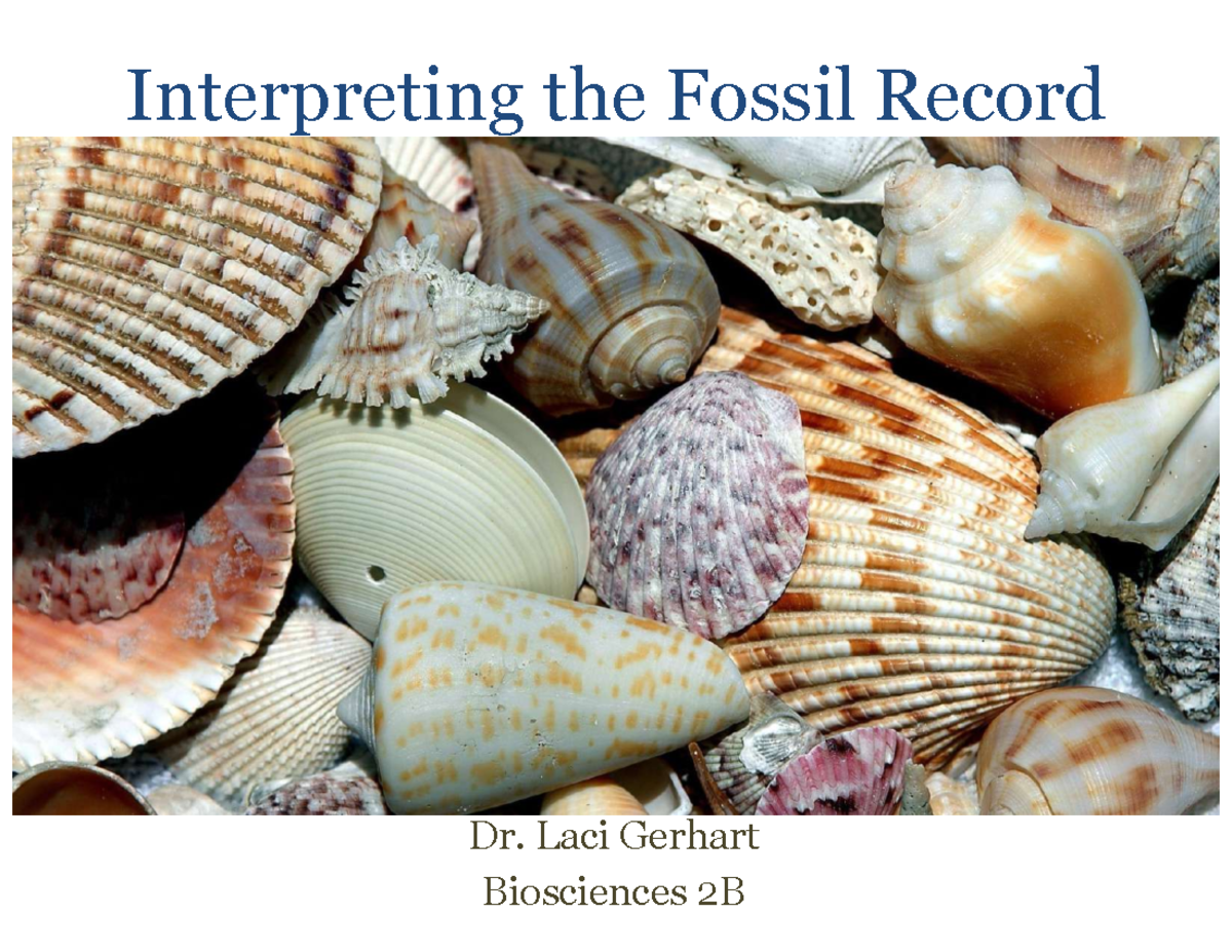 DISC4 Fossil Record - LEcture - Interpreting the Fossil Record Dr. Laci ...