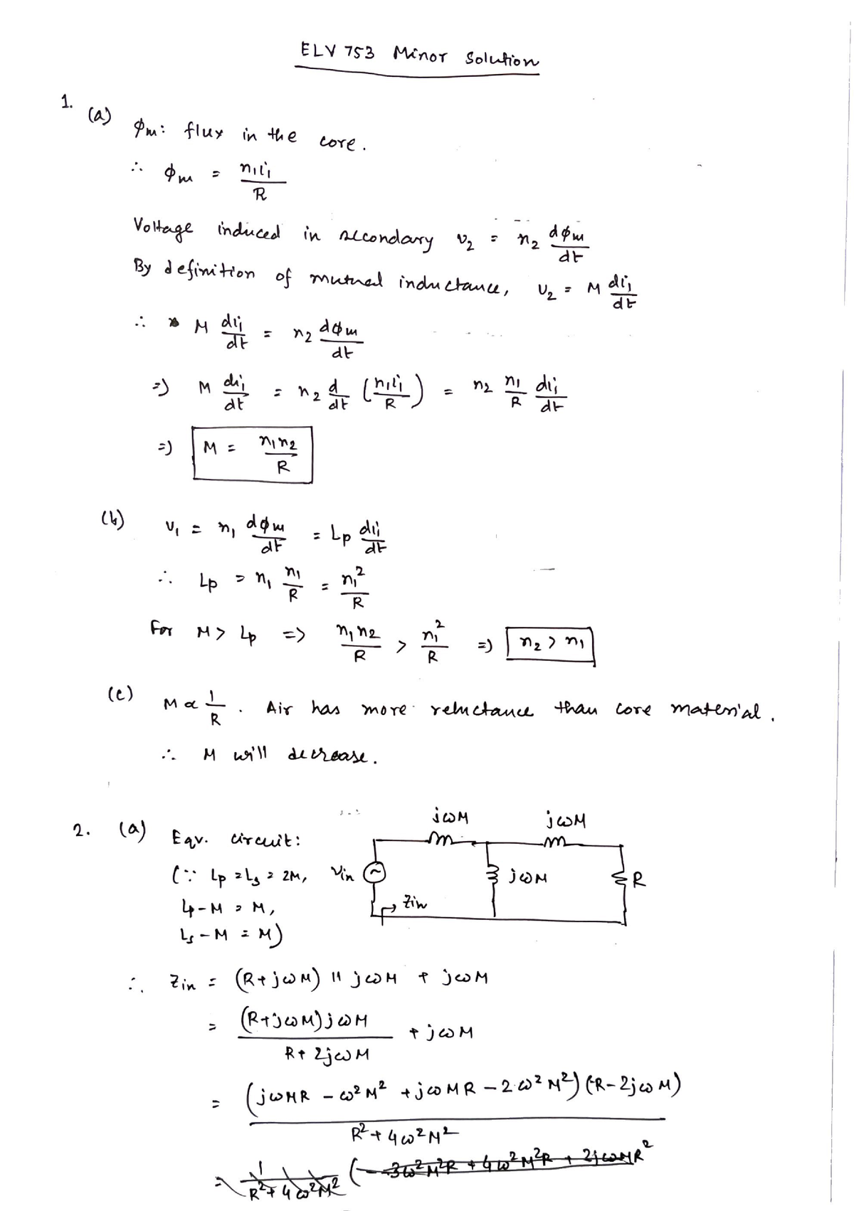 Minor Solution - Special Modules in ET – I - Studocu