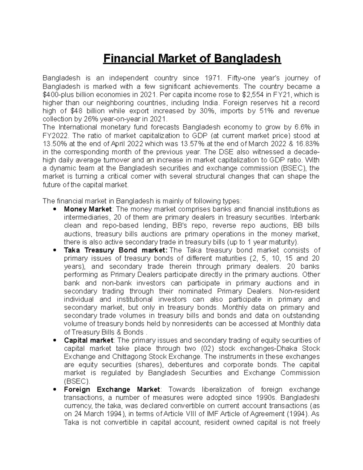 assignment on financial market in bangladesh