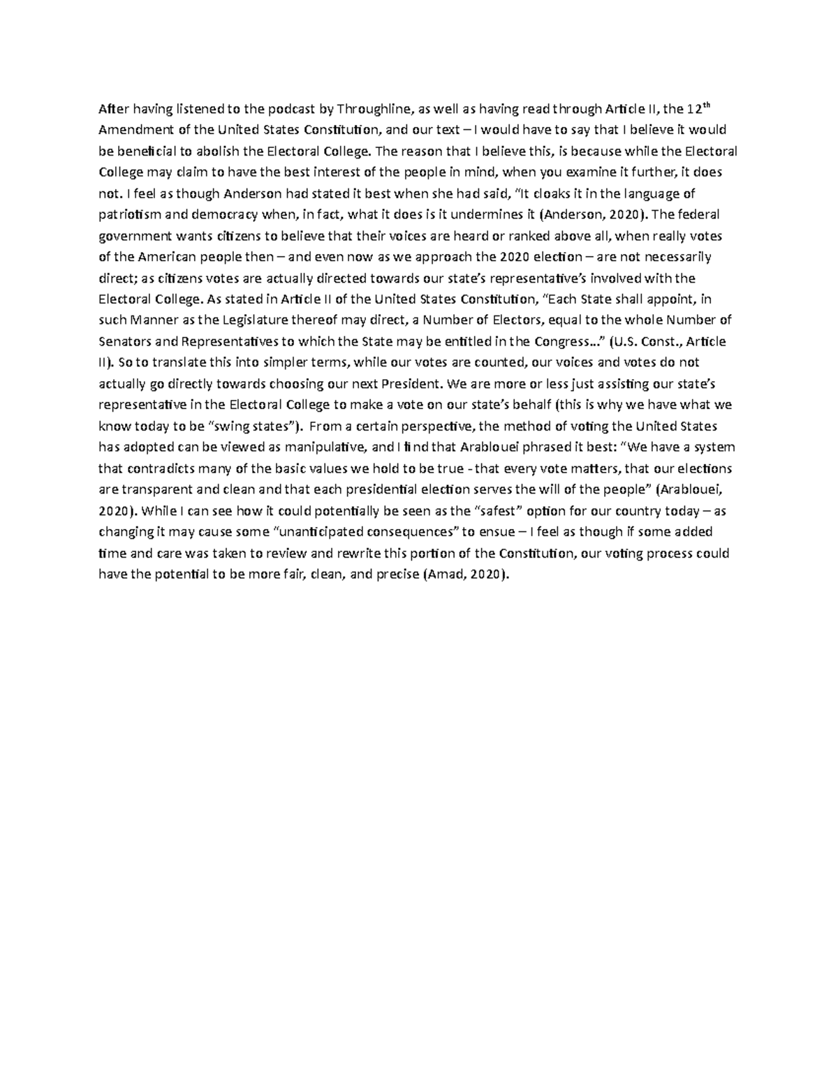 Electoral College - This is an example of a homework assignment that ...