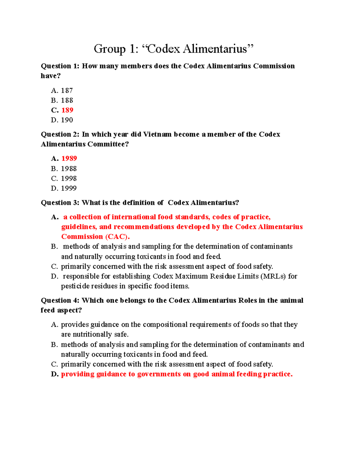Group 1- Codex Alimentarius-DH19TP - Group 1: “Codex Alimentarius ...