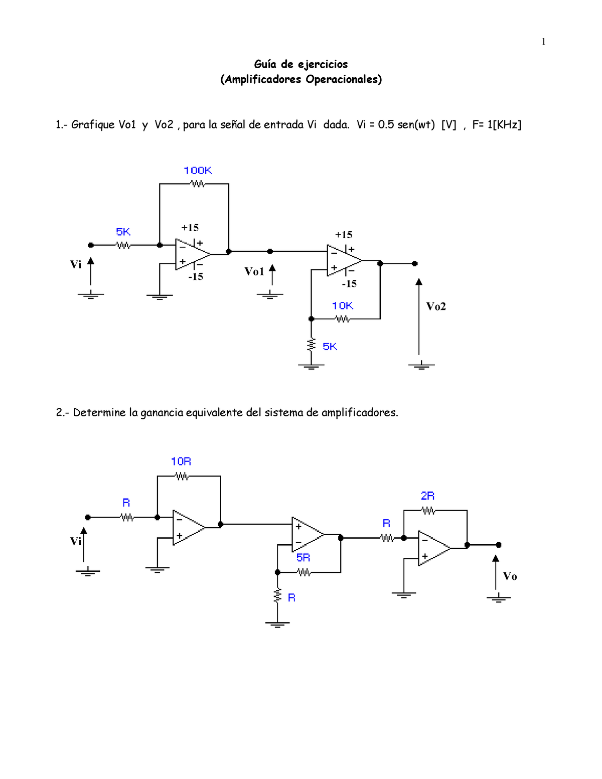 59895569 Ejercicios Amplificadores Operacionales - Guía De Ejercicios ...