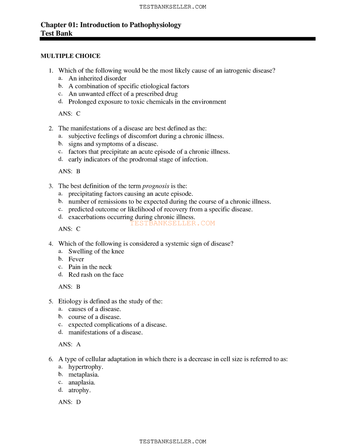 01 - med surg - TESTBANKSELLER Chapter 01: Introduction to ...