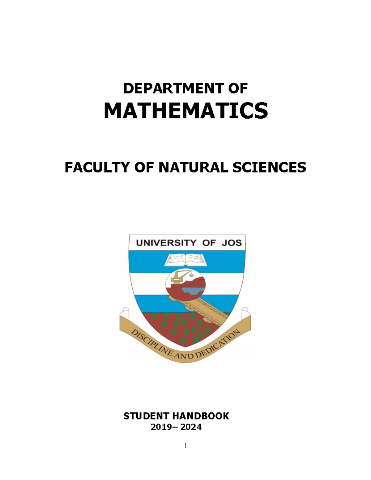 Departmental Handbook (Mathematics) - DEPARTMENT OF MATHEMATICS FACULTY ...