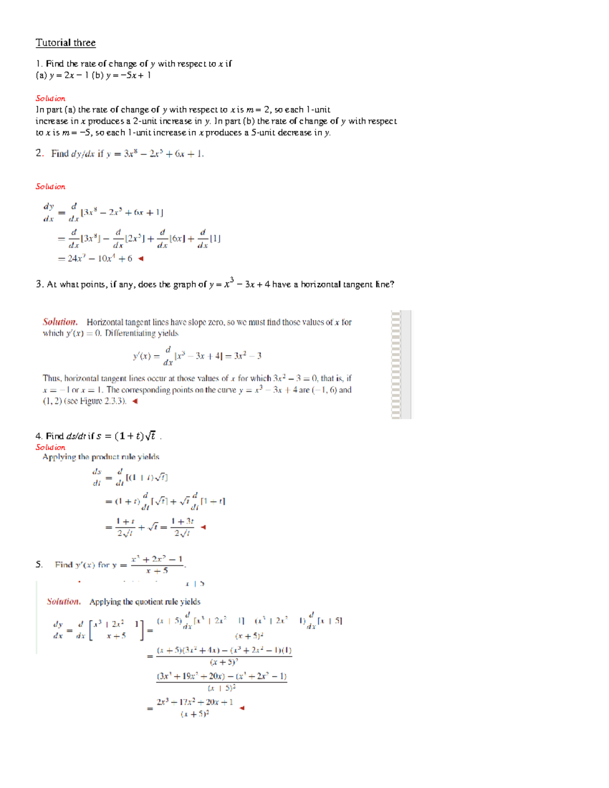 Solution calculus - tutorial activity - Financial Mathematics - Studocu