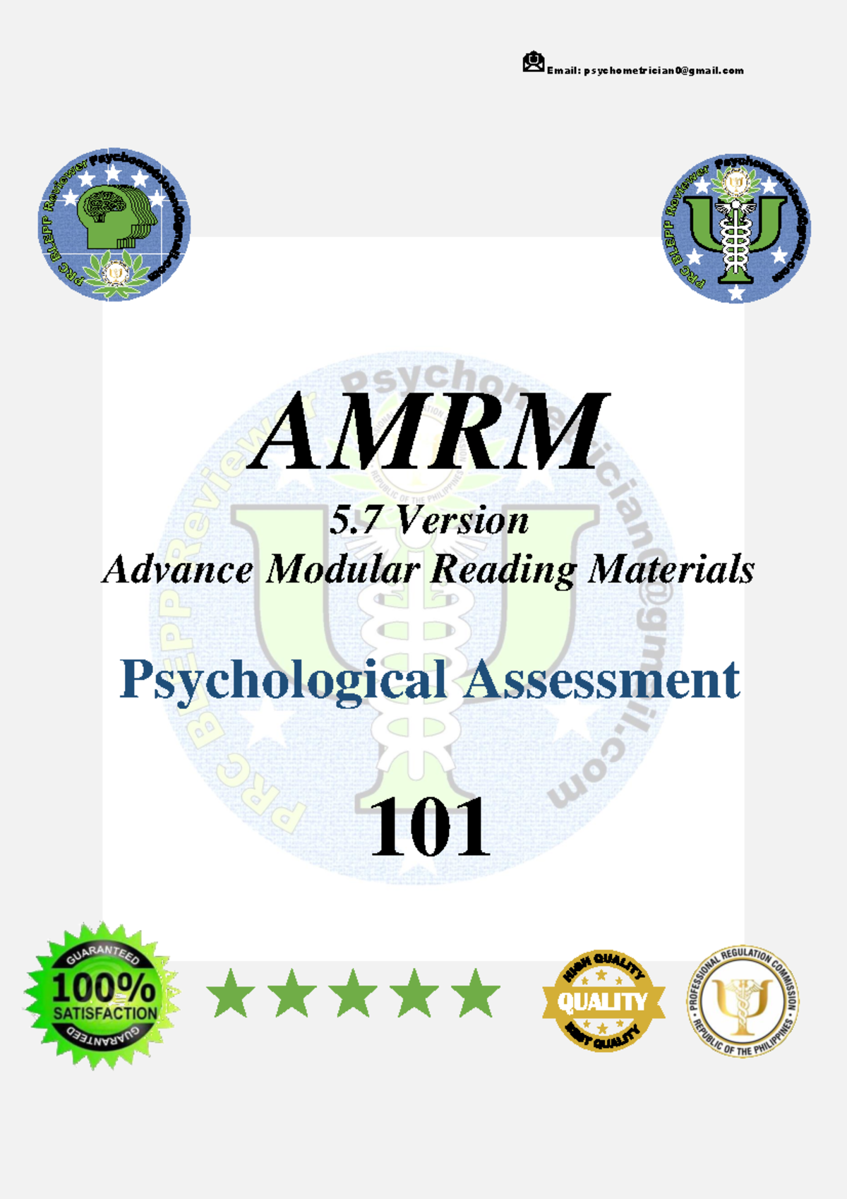 Psychological Assessment 101 - AMRM 5 Version Advance Modular Reading ...