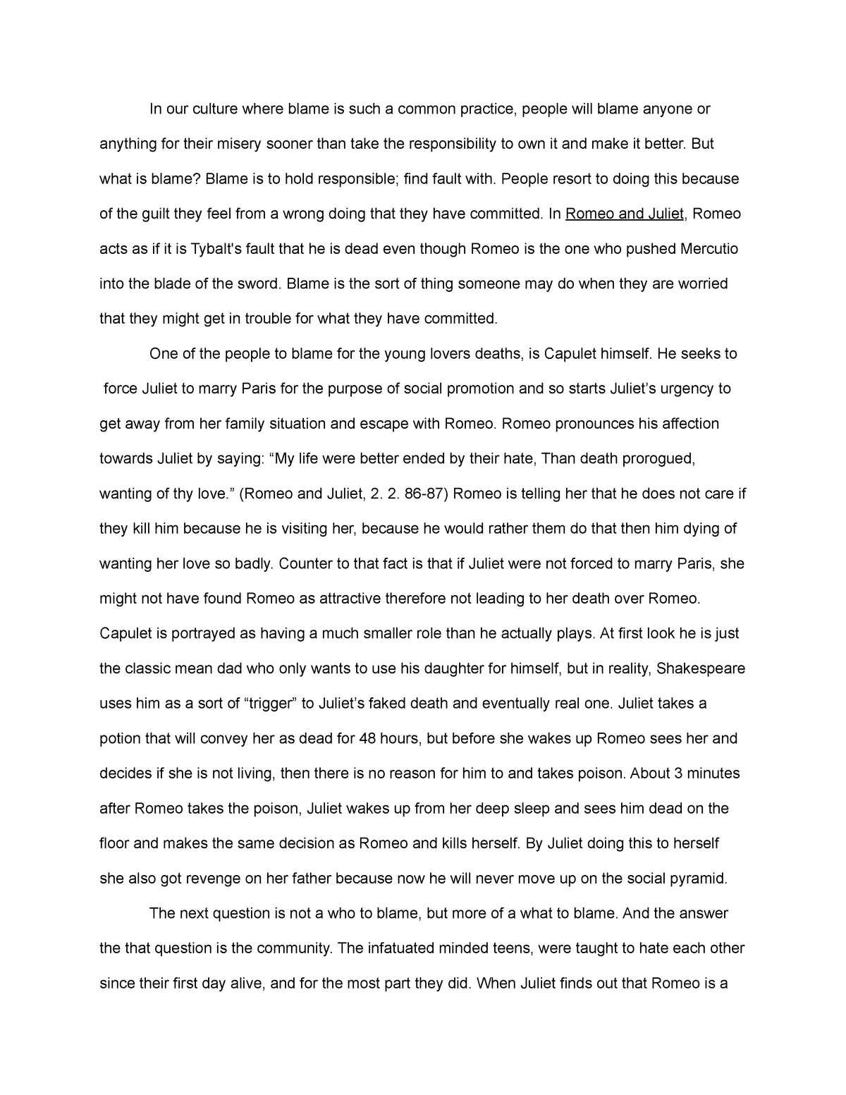romeo and juliet expository essay